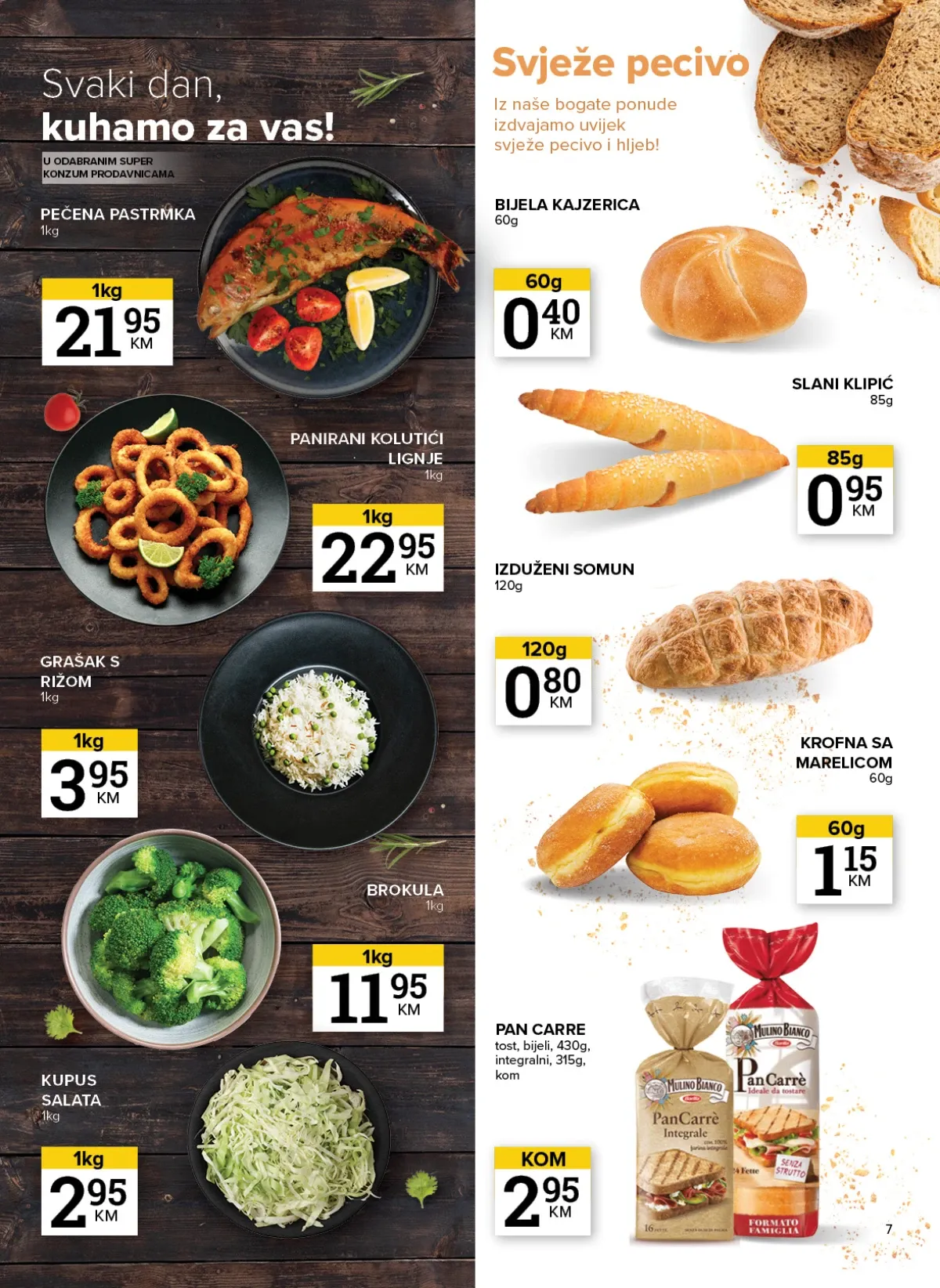 Konzum i Mercator katalog – svježe pecivo i gotova jela