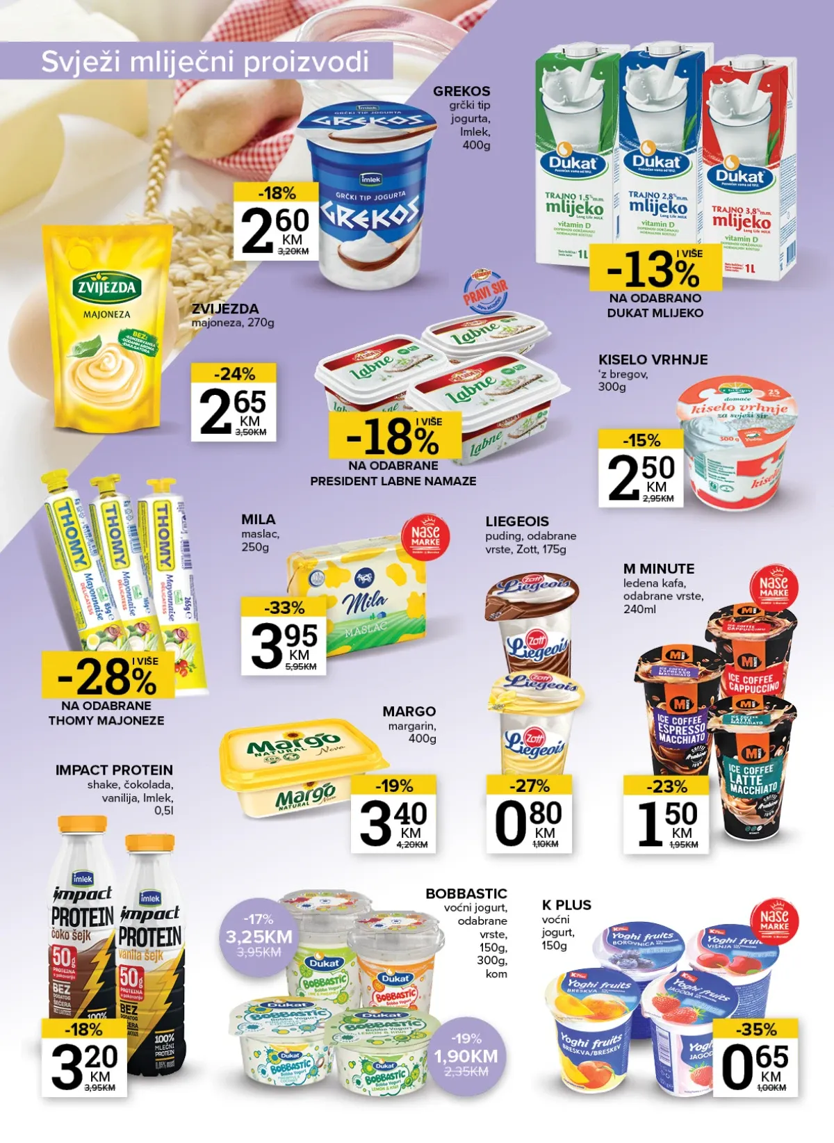 Konzum i Mercator katalog – mlijeko, jogurt, namazi i majoneza na akciji