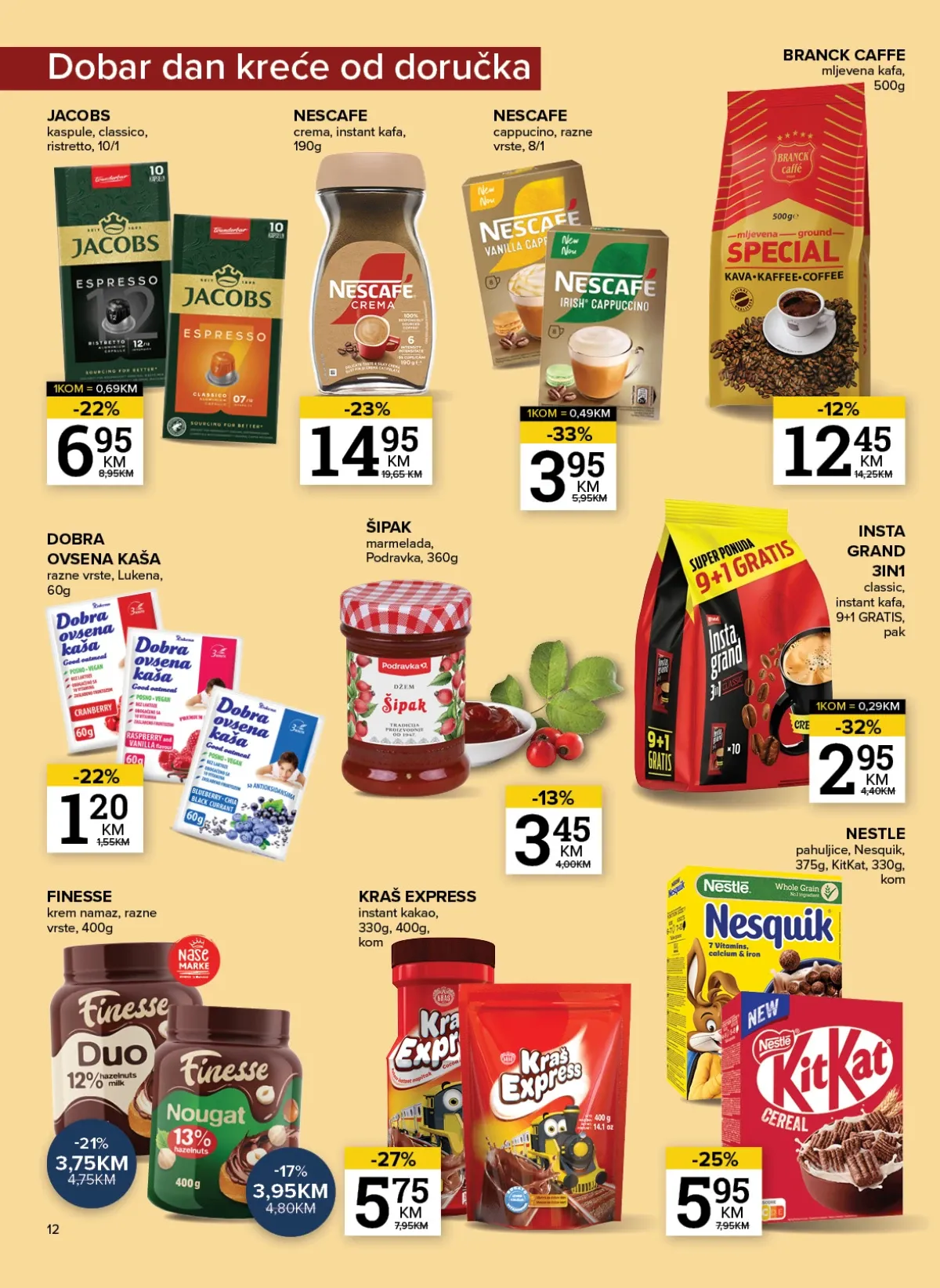 Konzum i Mercator katalog – kafa, kakao, džem i proizvodi za doručak