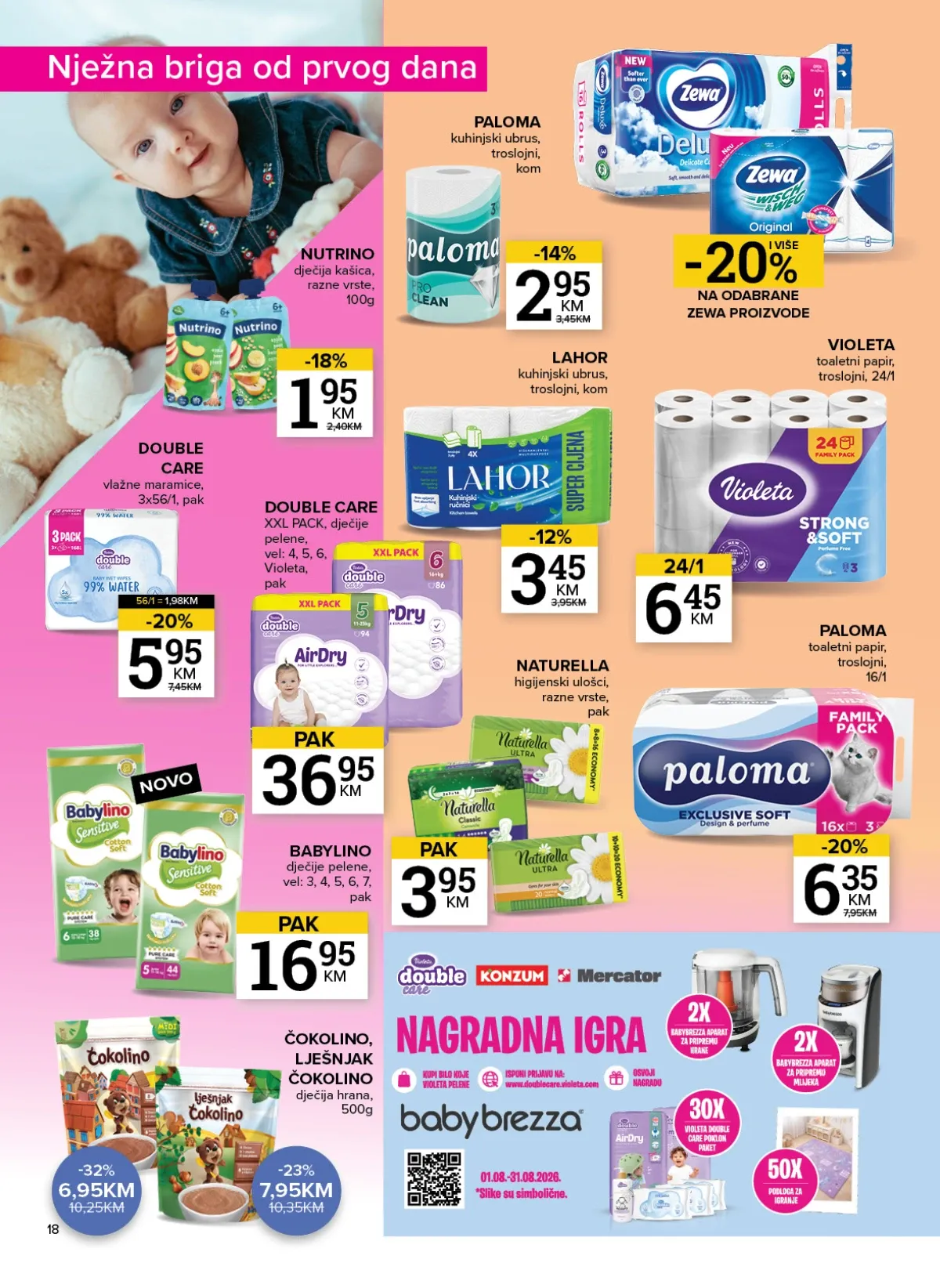 Konzum i Mercator katalog – pelene, dječija hrana, maramice i papirna galanterija