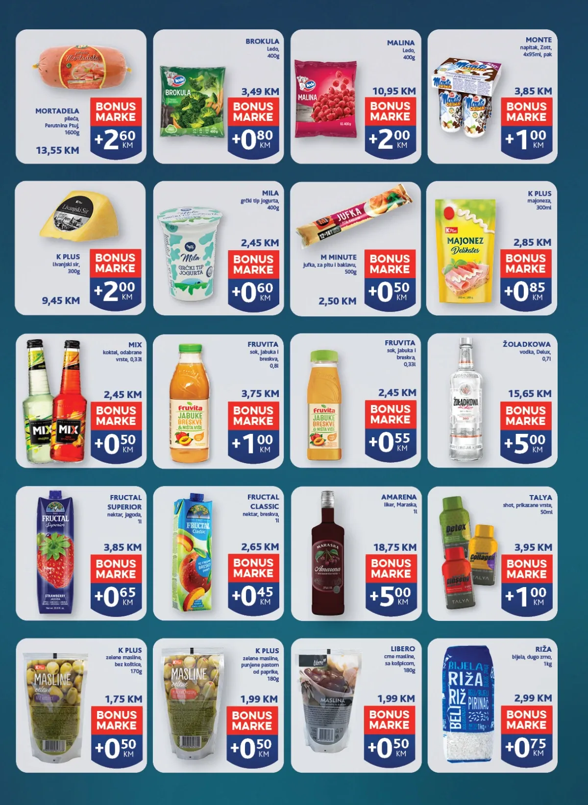 Konzum i Mercator Pika Bonus – prehrambeni proizvodi i bonus marke