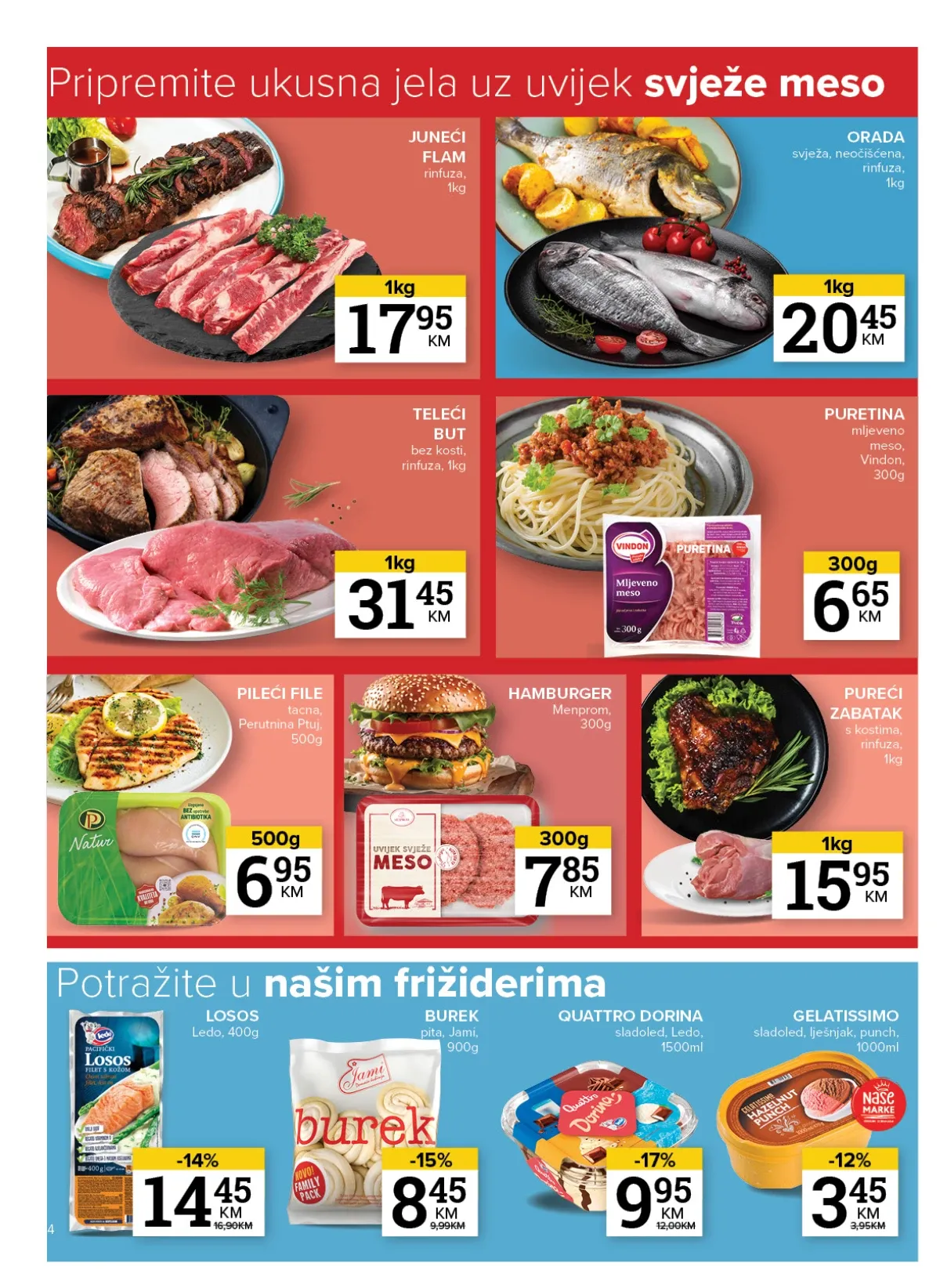 Konzum i Mercator katalog do 10.08.2026. – juneće meso, piletina, riba i rashlađeni proizvodi po akcijskim cijenama (strana 4)