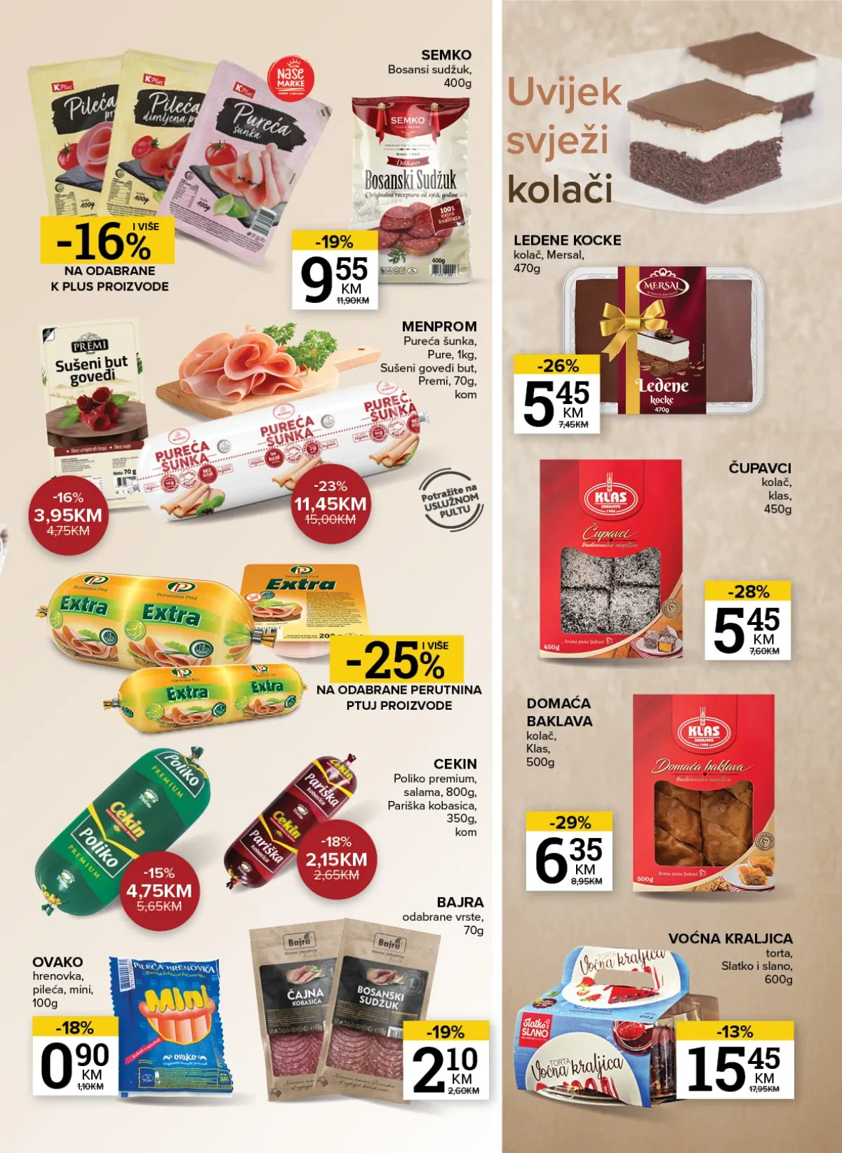 Konzum i Mercator katalog do 10.08.2026. – šunka, paštete, kolači i delikatese (strana 7)