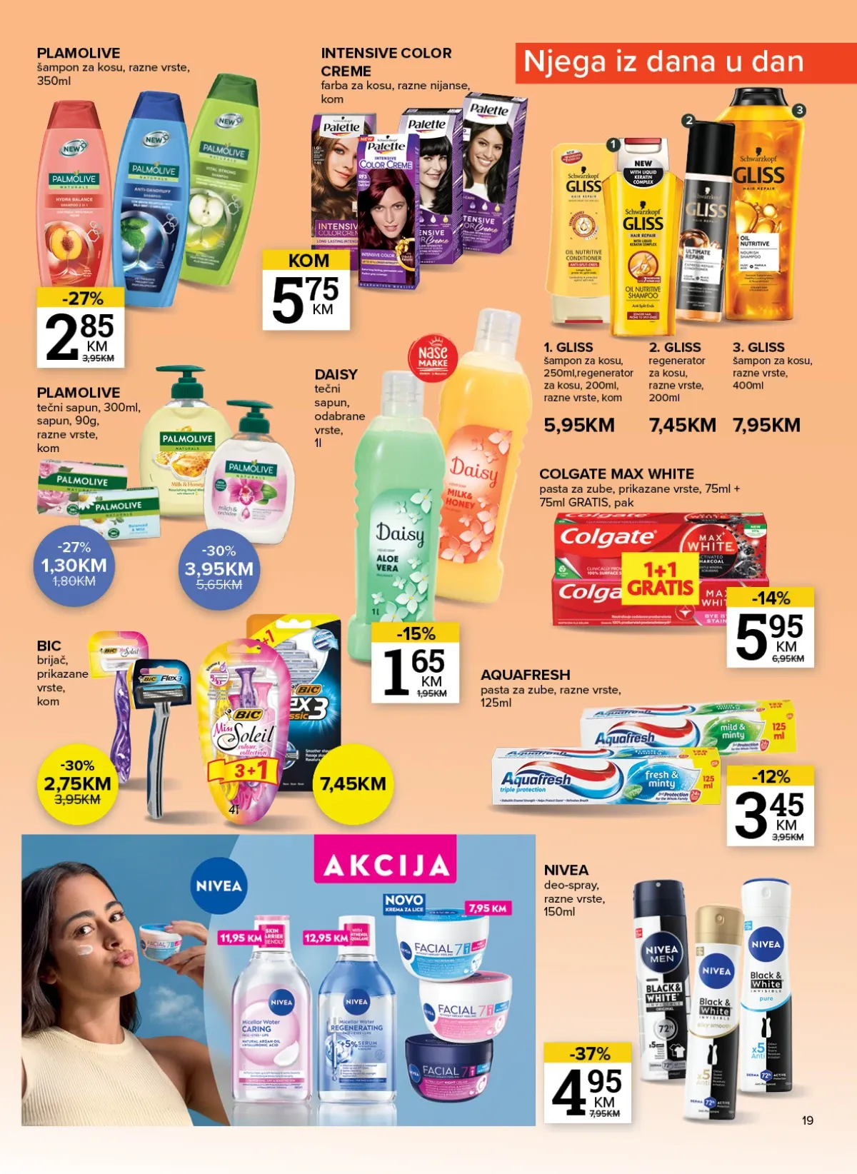 Konzum i Mercator katalog do 10.08.2026. – šamponi, gelovi za tuširanje, dezodoransi i kozmetika (strana 19)