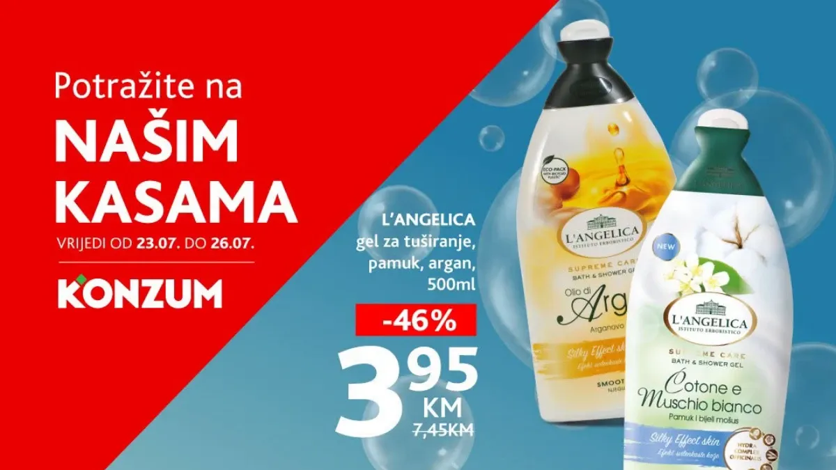 Konzum Našim Kasama – popusti do 46% na proizvode za domaćinstvo i higijenu do 26.07.2026.