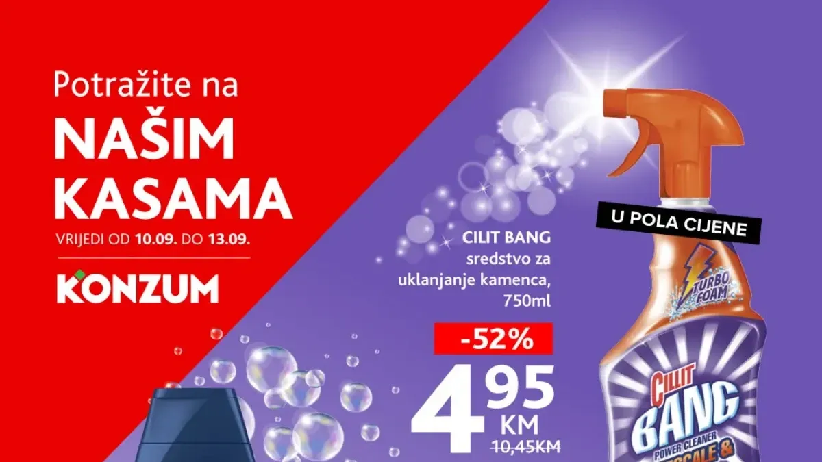 Konzum i Mercator TOP akcija na kasama od 10.09. do 13.09.2026. – Schauma šampon i Cillit Bang sniženi do 52%