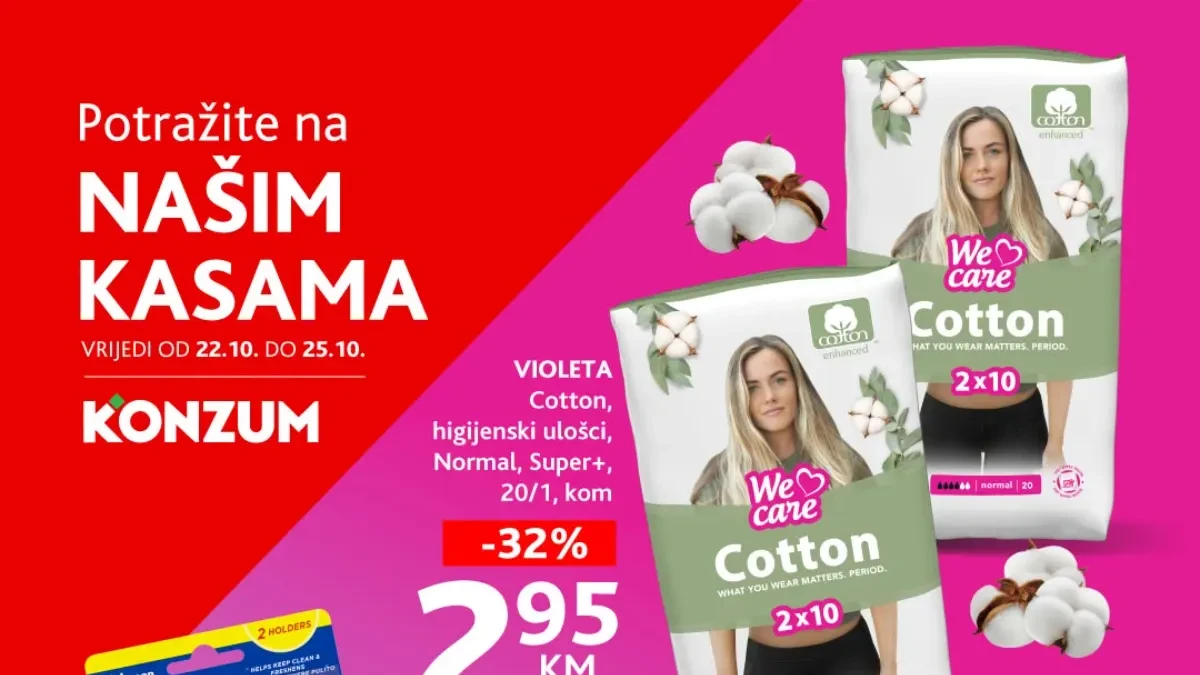 Konzum i Mercator TOP akcija od 22. do 25. oktobra: Popusti do 45%, cijene već od 2,95 KM