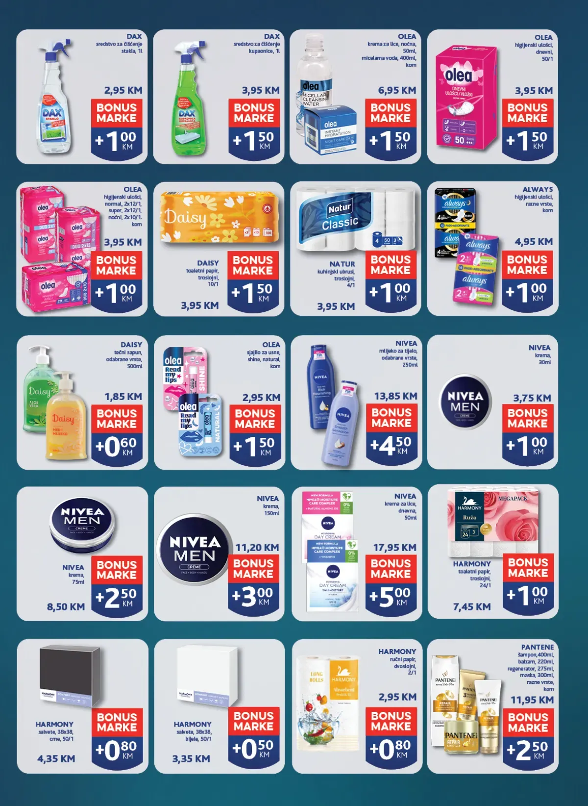 Konzum i Mercator katalog – Olea, Dax, Nivea, Harmony i Pantene uz Bonus Marke