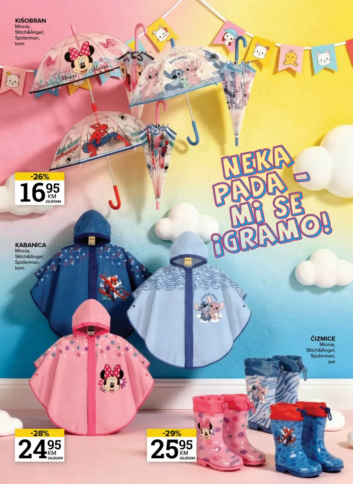 Konzum i Mercator katalog – dječiji kišobrani, kabanice i čizmice
