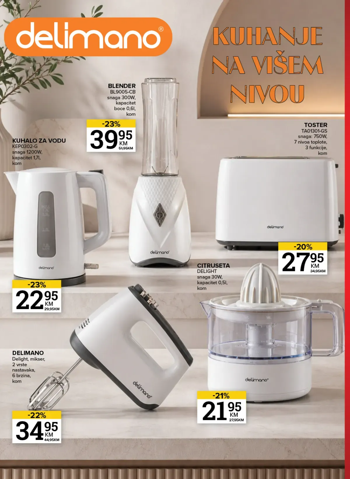 Konzum i Mercator katalog – Delimano kuhalo, blender, mikser, toster i citruseta