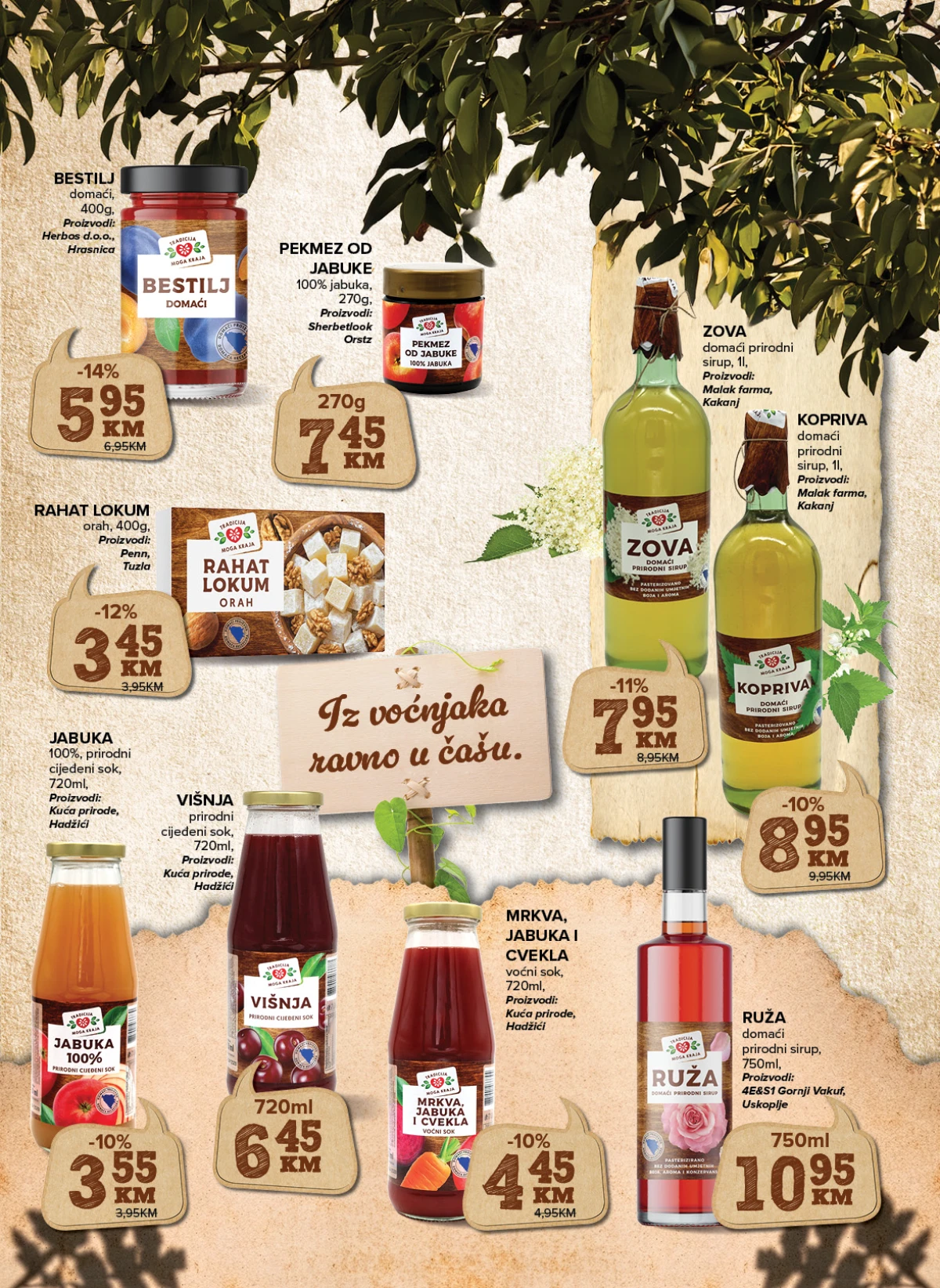 Konzum i Mercator katalog – domaći sokovi, sirupi, pekmez i rahat lokum