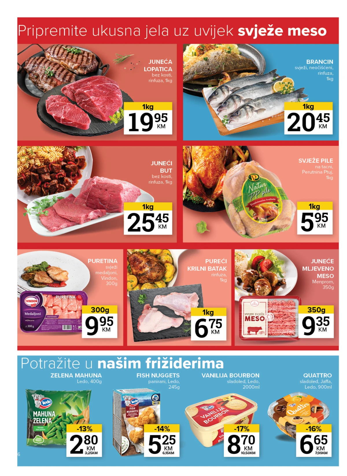 Konzum i Mercator katalog – svježe meso, piletina, riba i smrznuti proizvodi