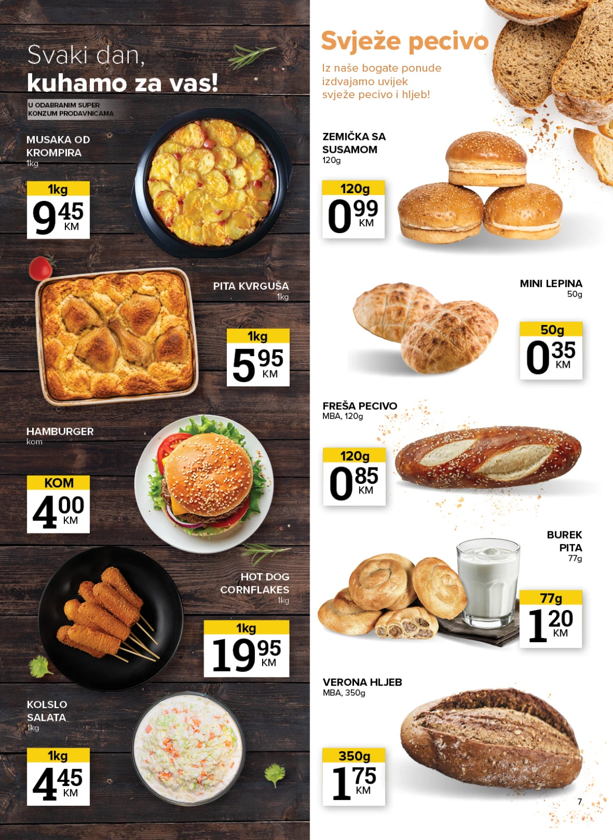 Konzum i Mercator katalog – gotova jela i svježe pecivo