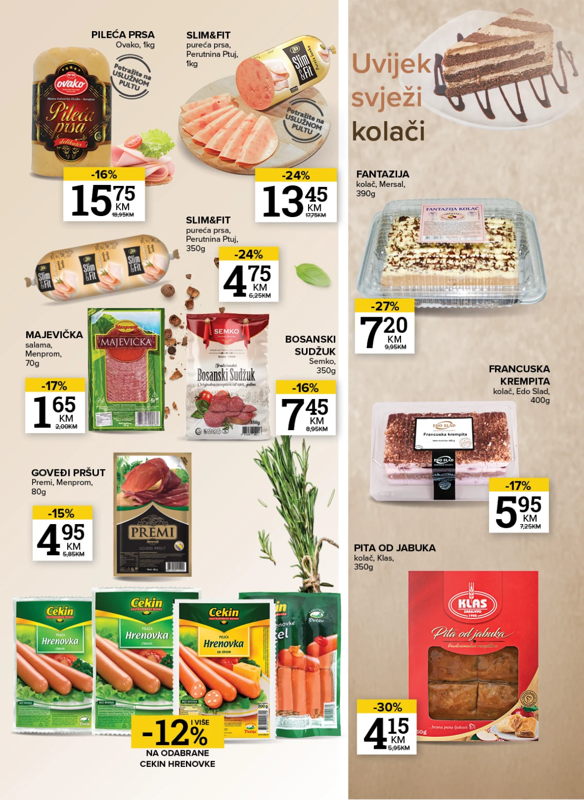 Konzum i Mercator katalog – suhomesnati proizvodi, salame i kolači