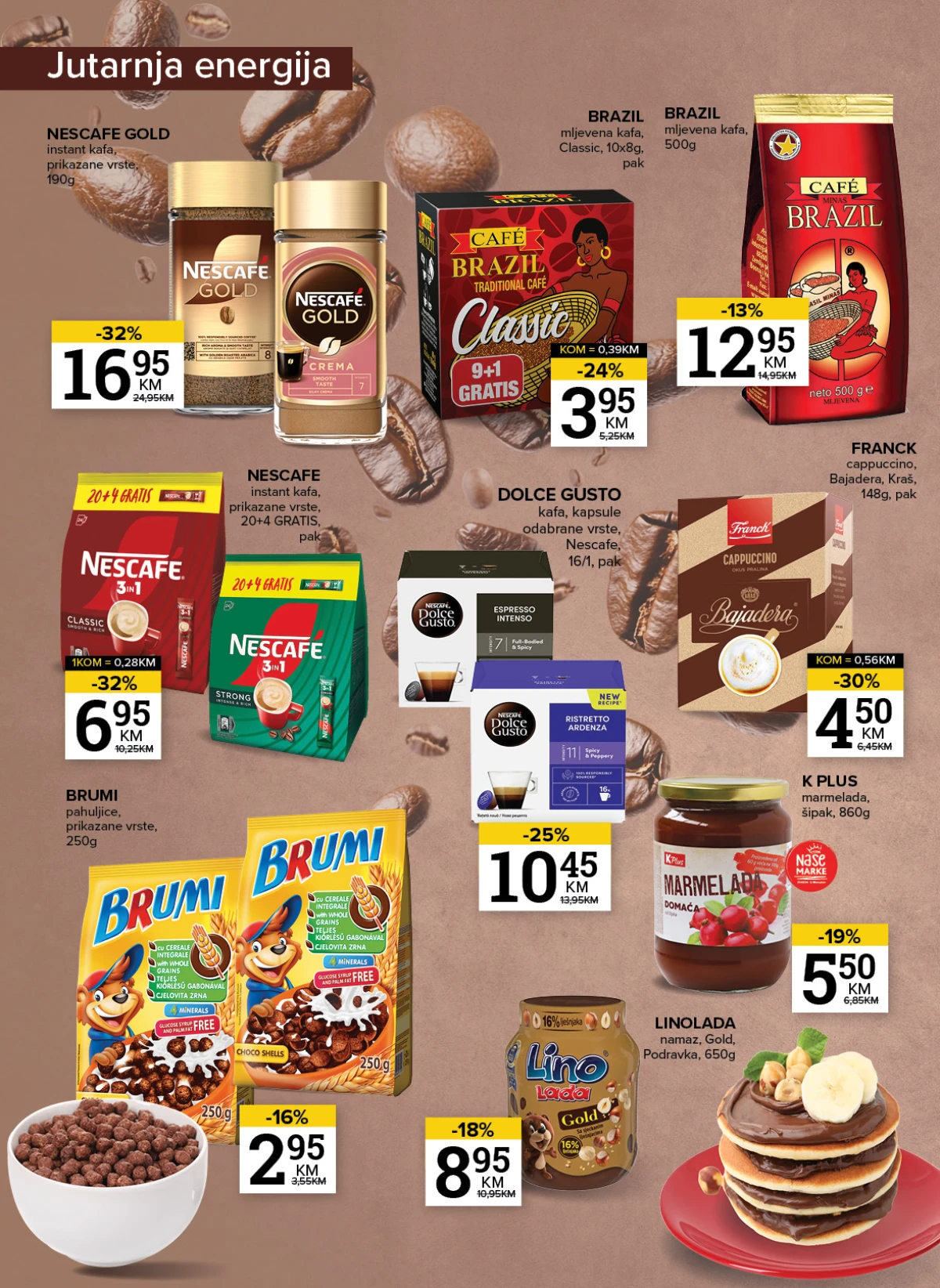 Konzum i Mercator katalog – kafa, cappuccino, žitarice i namazi