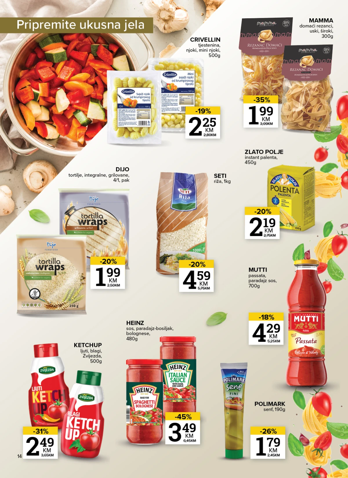 Konzum i Mercator katalog – tjestenina, riža, kečap, umaci i senf