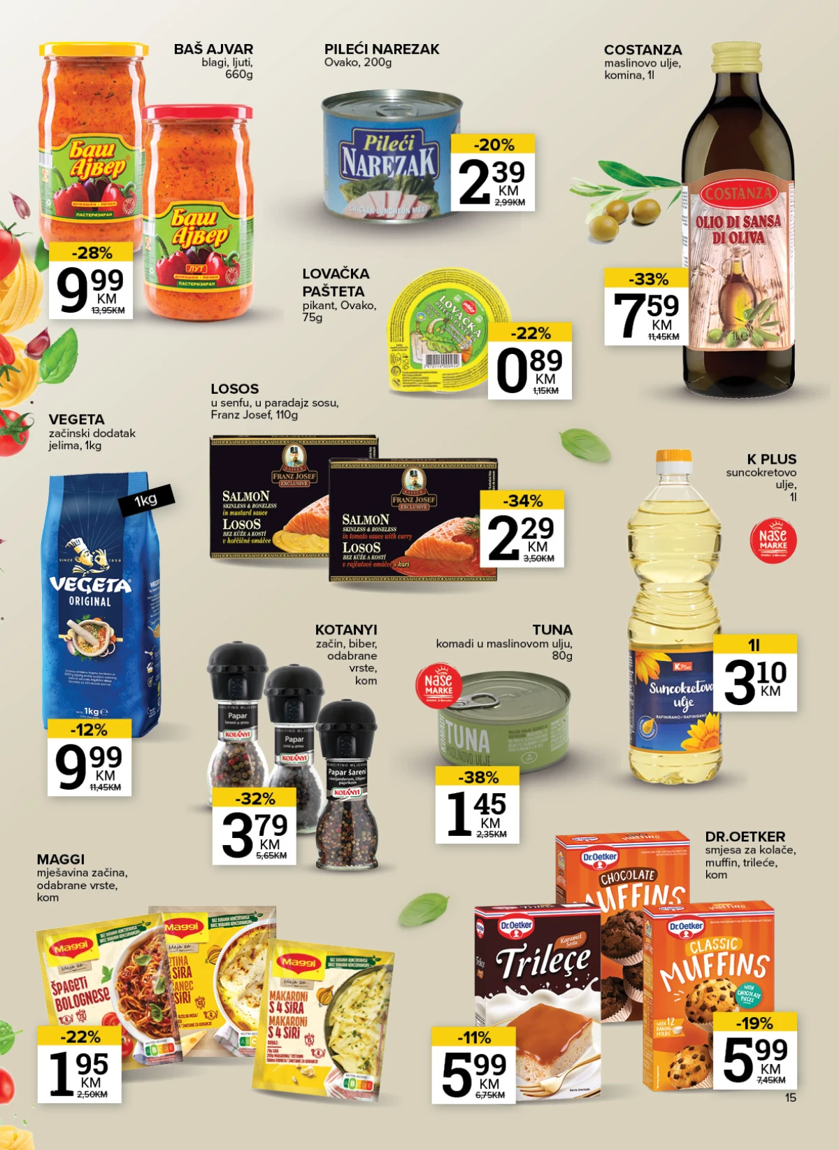 Konzum i Mercator katalog – ajvar, začini, ulje, tuna i proizvodi za kuhanje