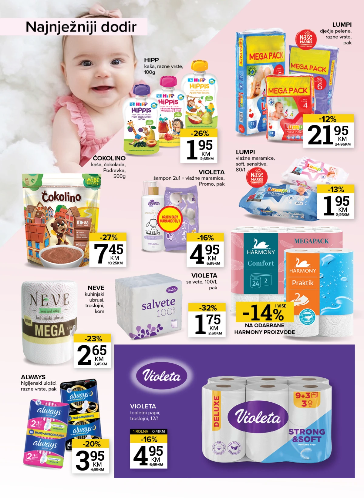 Konzum i Mercator katalog – pelene, dječija hrana, maramice i higijenski proizvodi