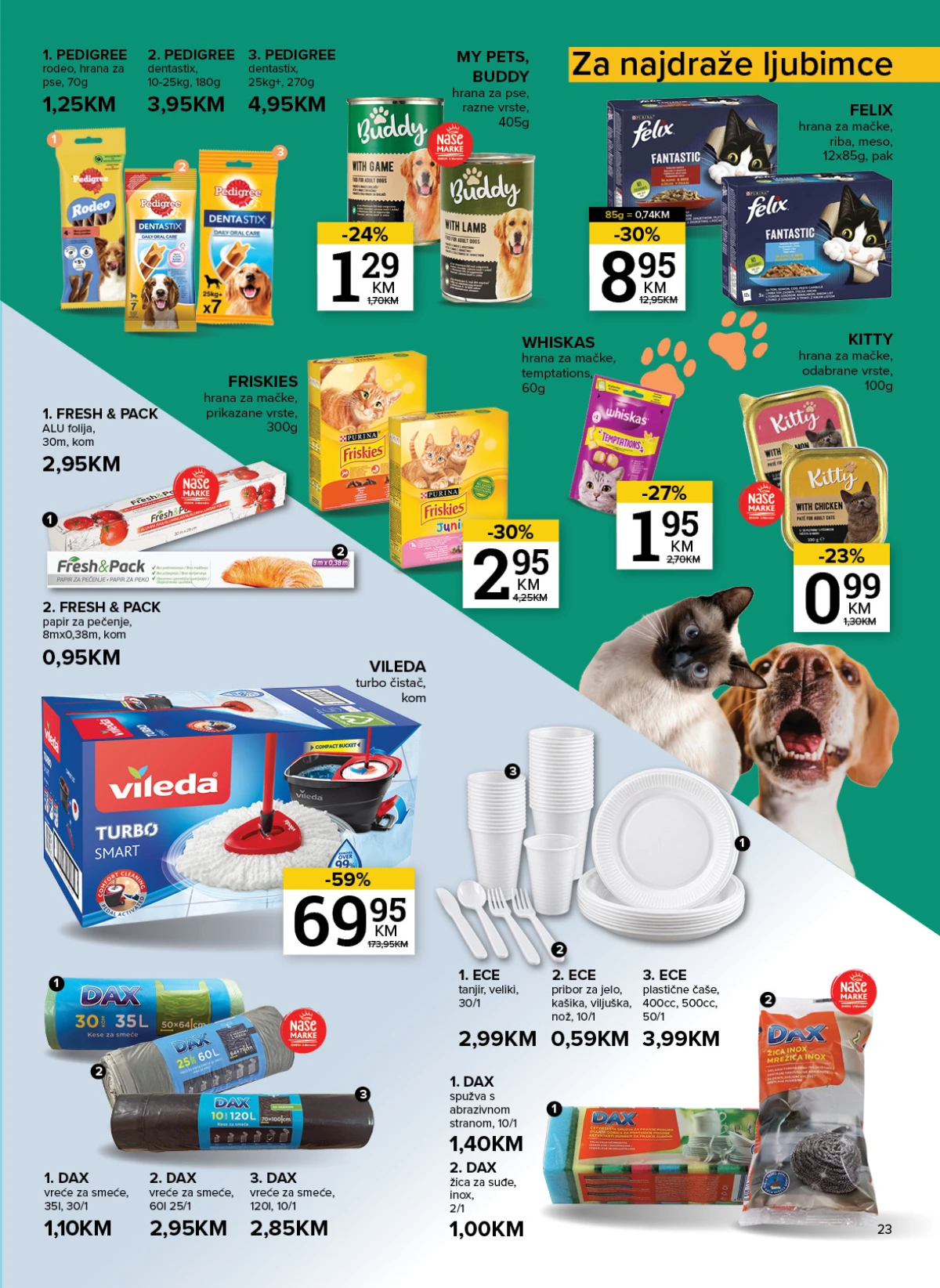 Konzum i Mercator katalog – hrana za pse i mačke i proizvodi za domaćinstvo