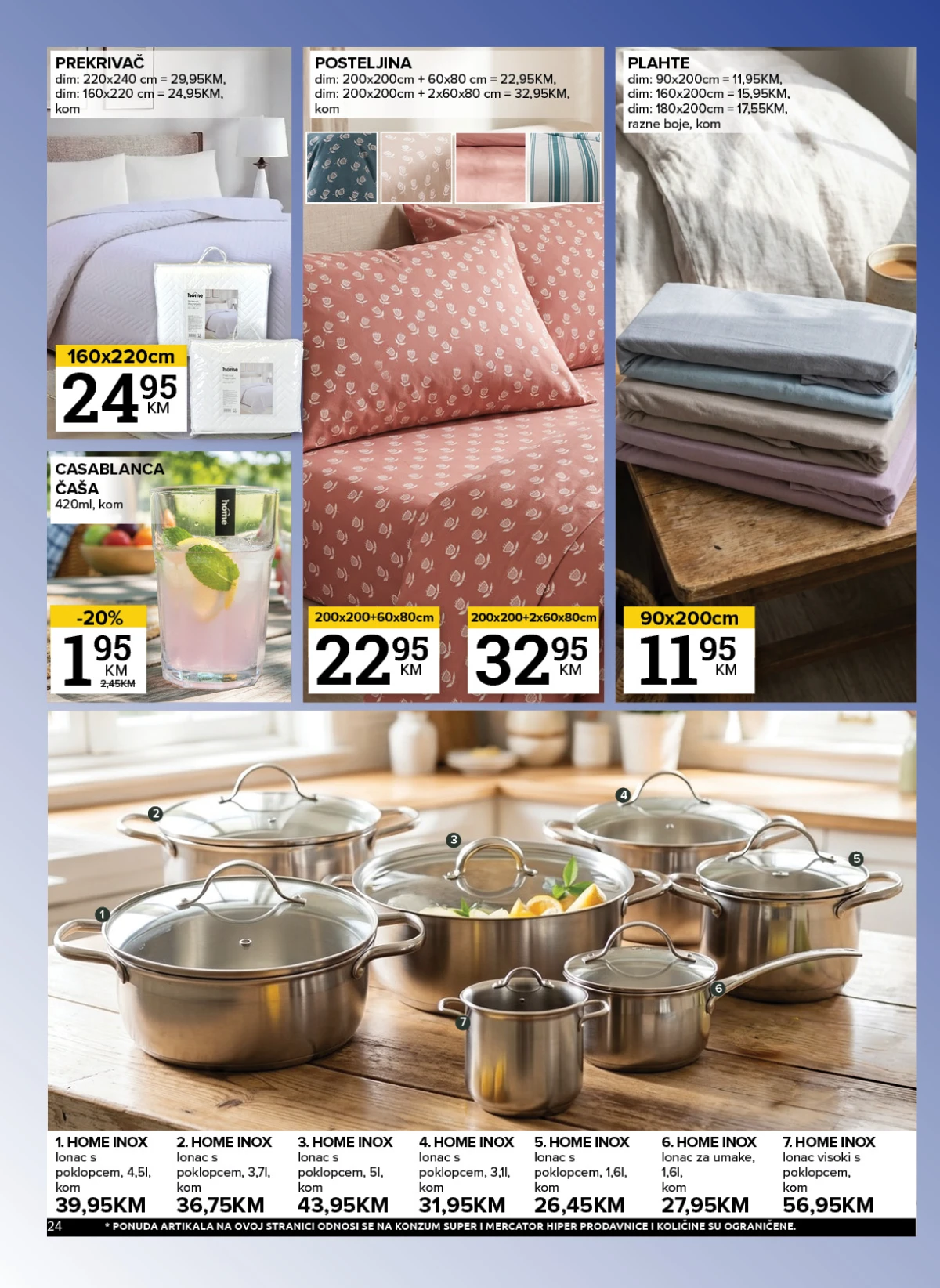 Konzum i Mercator katalog – posteljina, plahte, prekrivači i posuđe