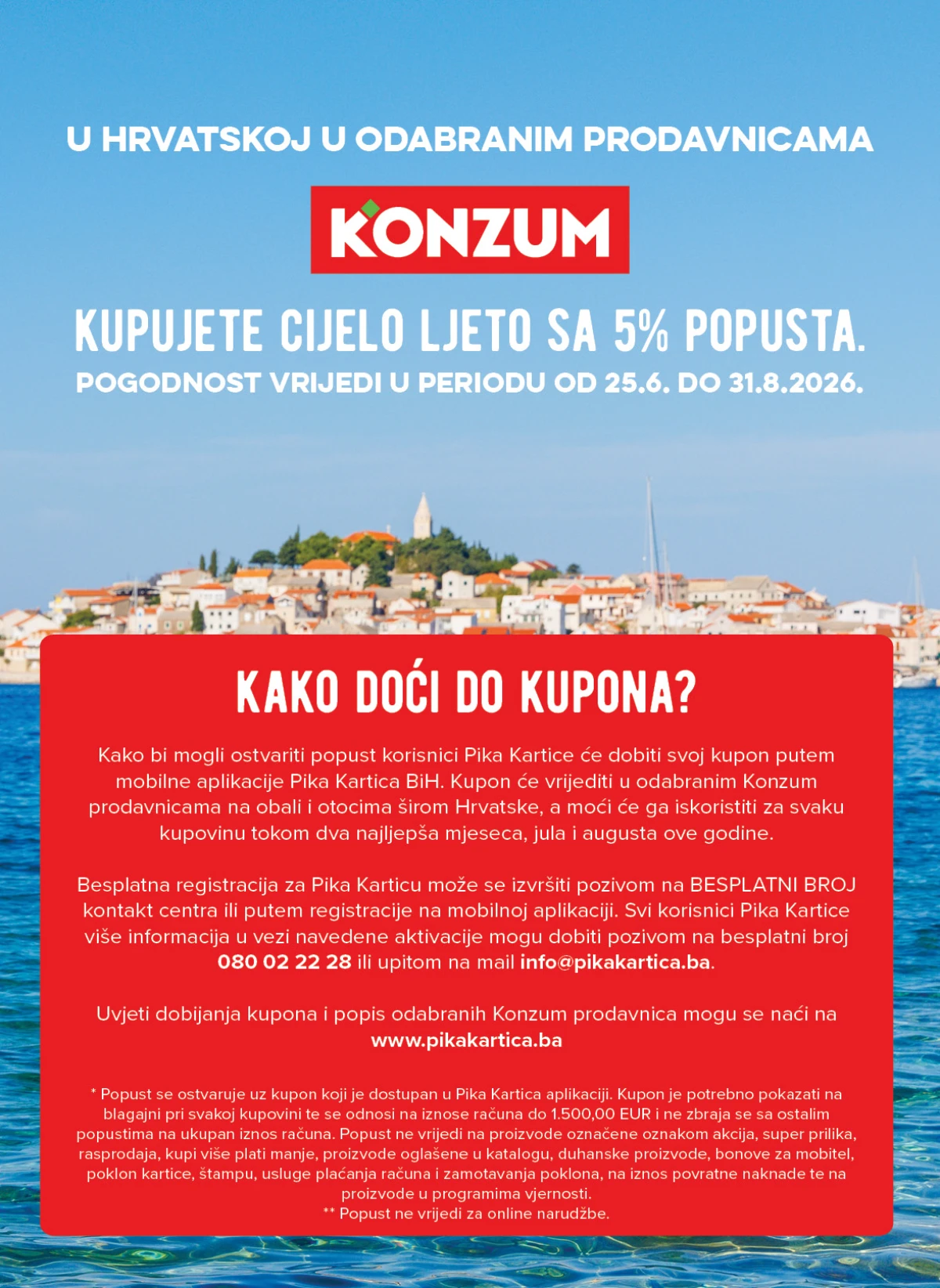Pika Kartica – informacije o 5% popusta u odabranim Konzum prodavnicama u Hrvatskoj