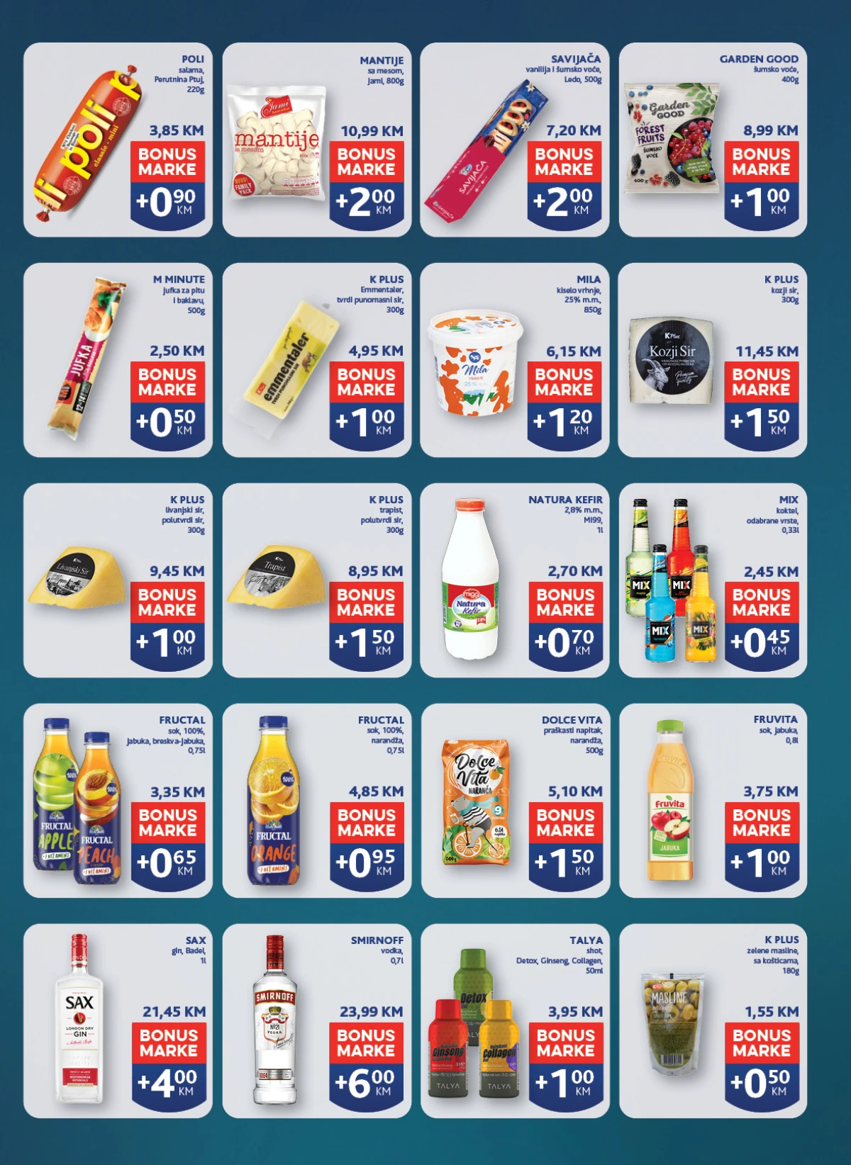 Konzum i Mercator Pika Bonus program – proizvodi uz Bonus Marke