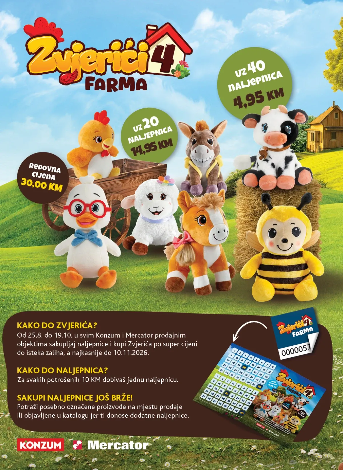 Konzum i Mercator katalog – Zvjerici 4 Farma plišane igračke i sakupljanje naljepnica