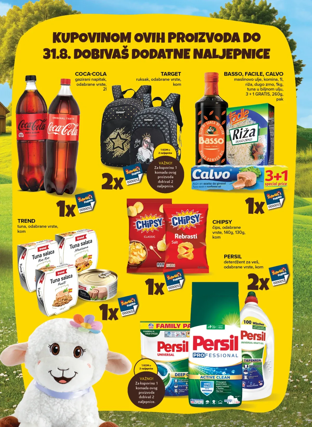 Konzum i Mercator katalog – Coca-Cola piće i Persil deterdžent donose dodatne Zvjerici 4 Farma naljepnice