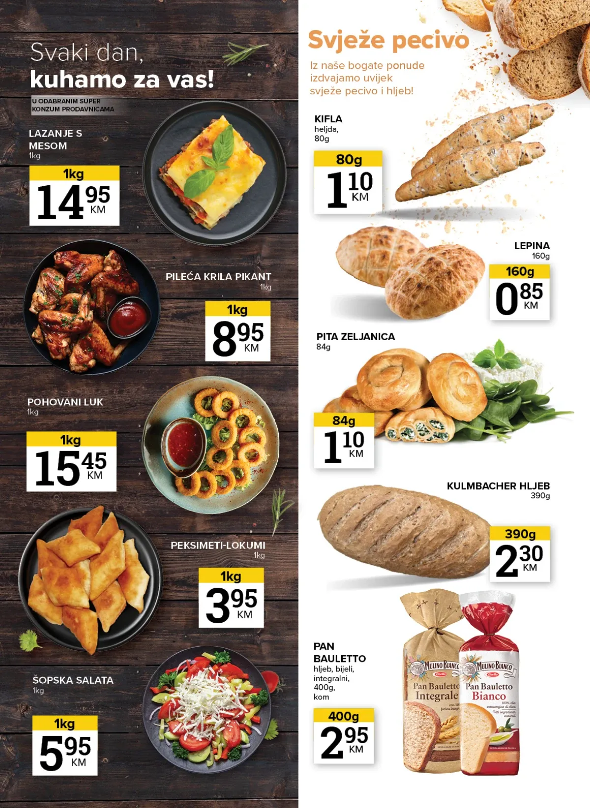 Konzum i Mercator katalog – pripremljene lazanje s mesom i pikantna pileća krila u akcijskoj ponudi