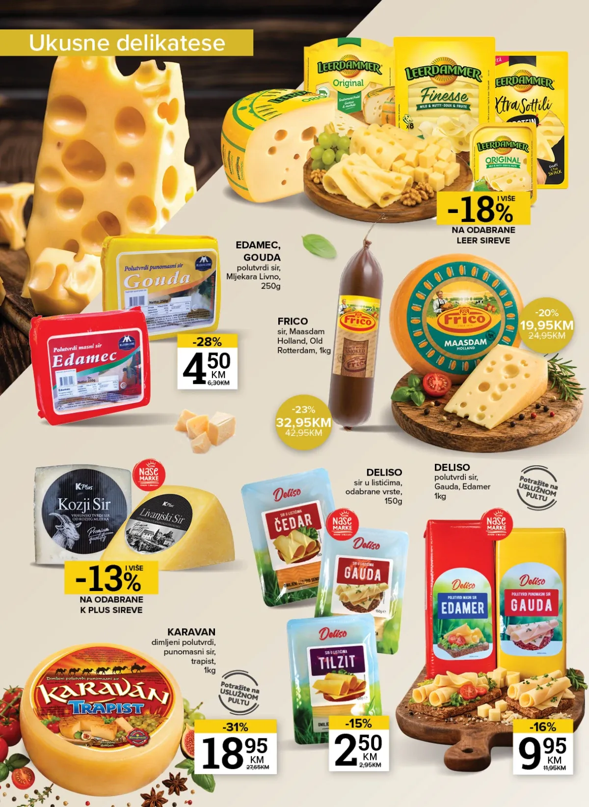 Konzum i Mercator katalog – Edamec i Gouda polutvrdi sirevi uz sniženja na odabrane mliječne proizvode