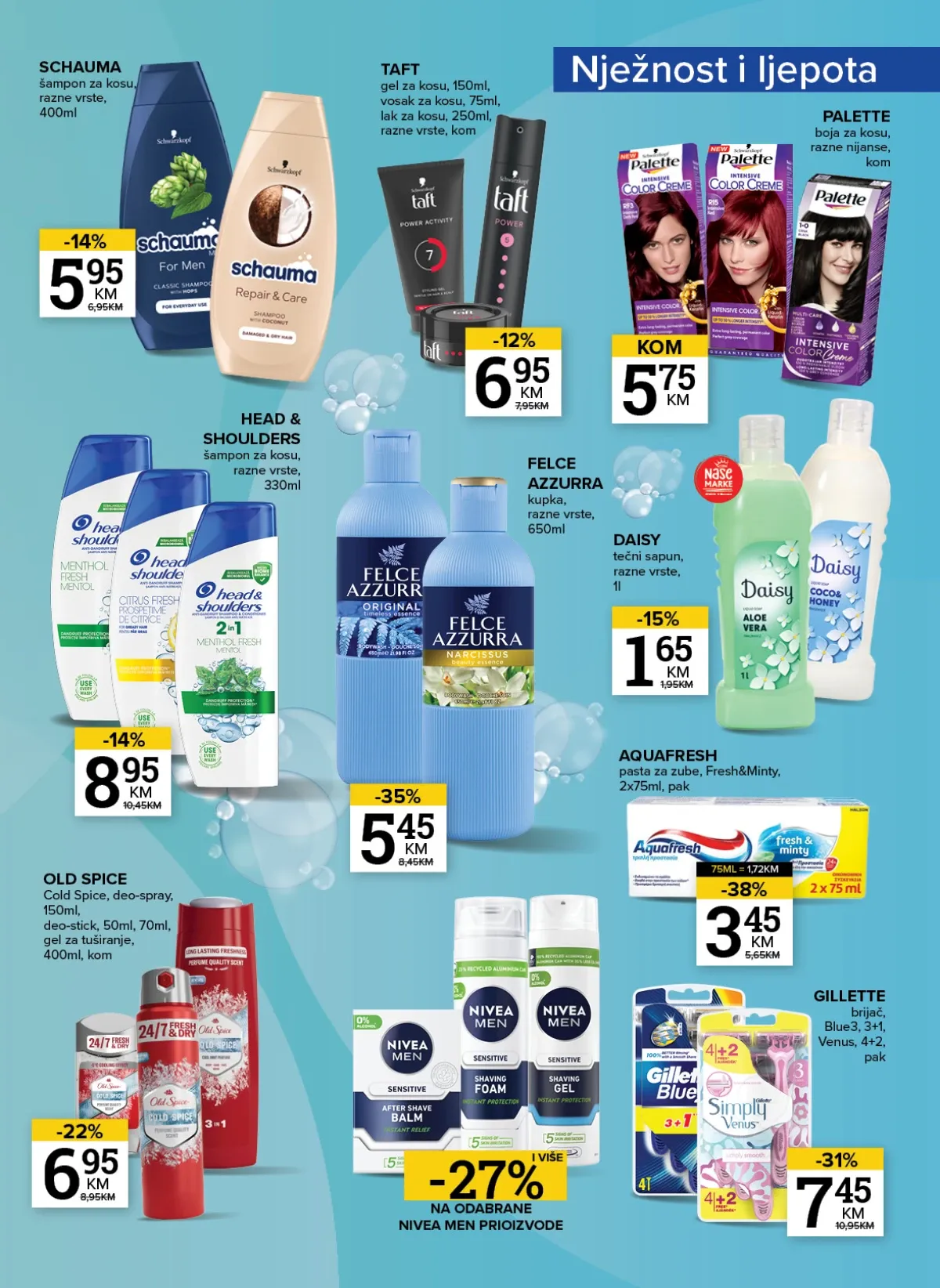 Konzum i Mercator katalog – Aquafresh pasta za zube i Felce Azzurra kupka uz sniženja do 38%