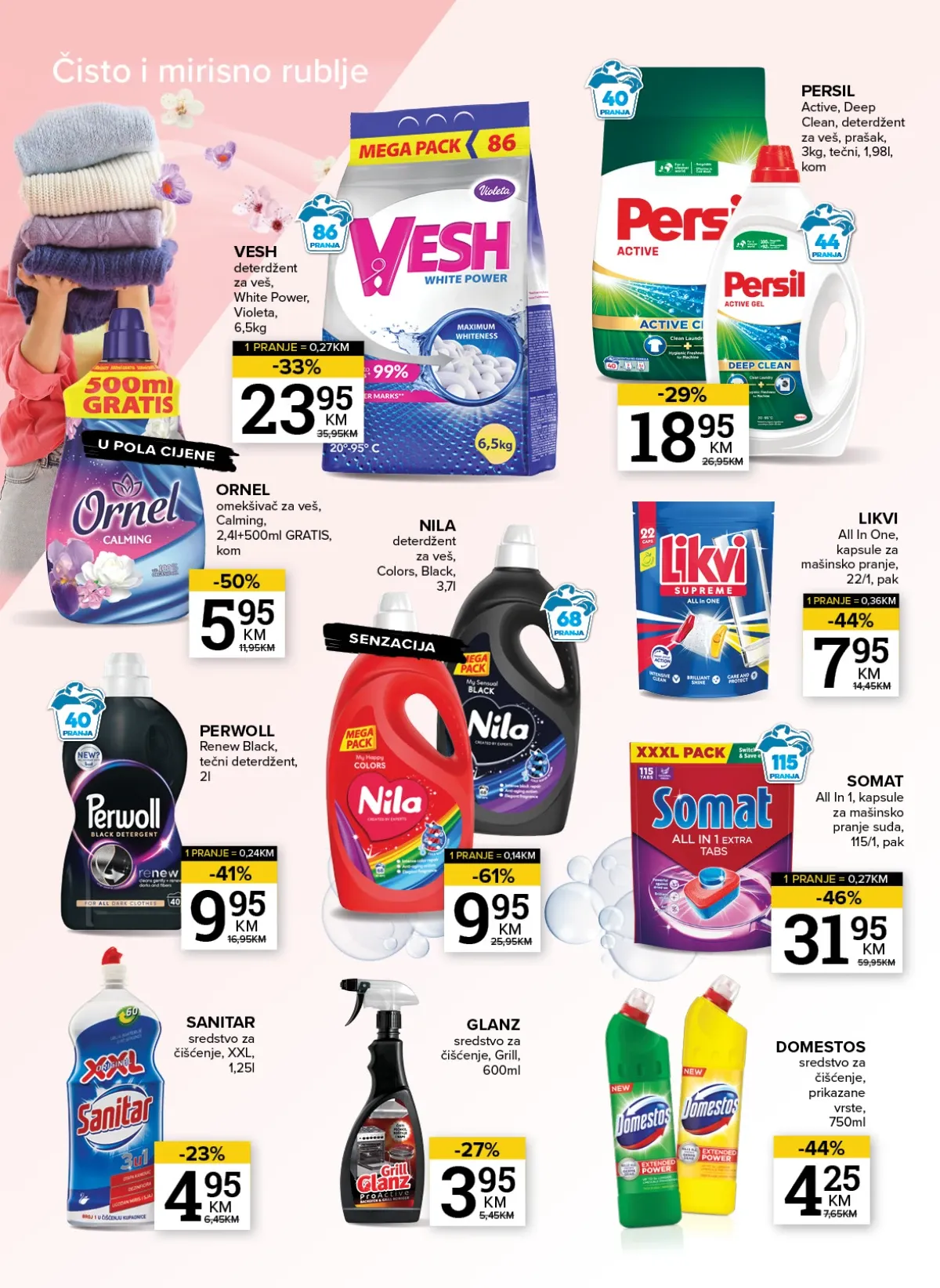 Konzum i Mercator katalog – Nila deterdžent i Ornel omekšivač za veš uz sniženja do 61%