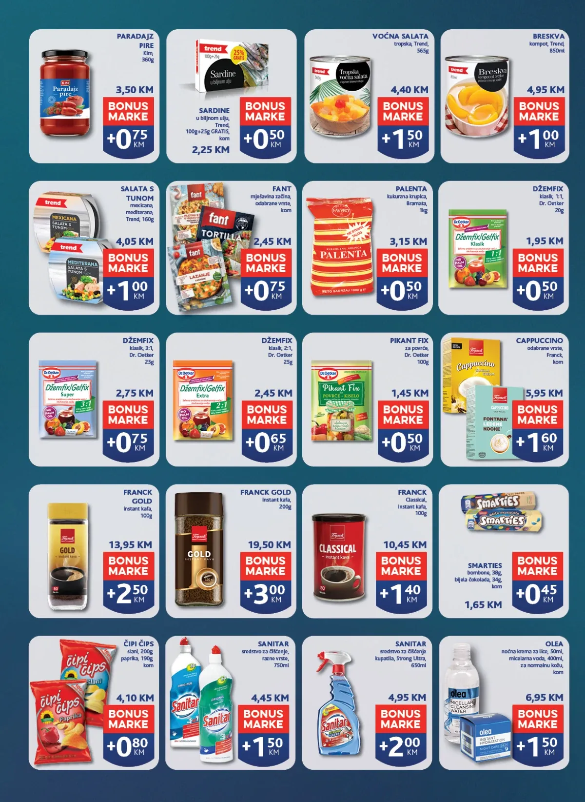 Konzum i Mercator katalog – Franck Gold instant kafa i Sanitar sredstva za čišćenje donose bonus marke