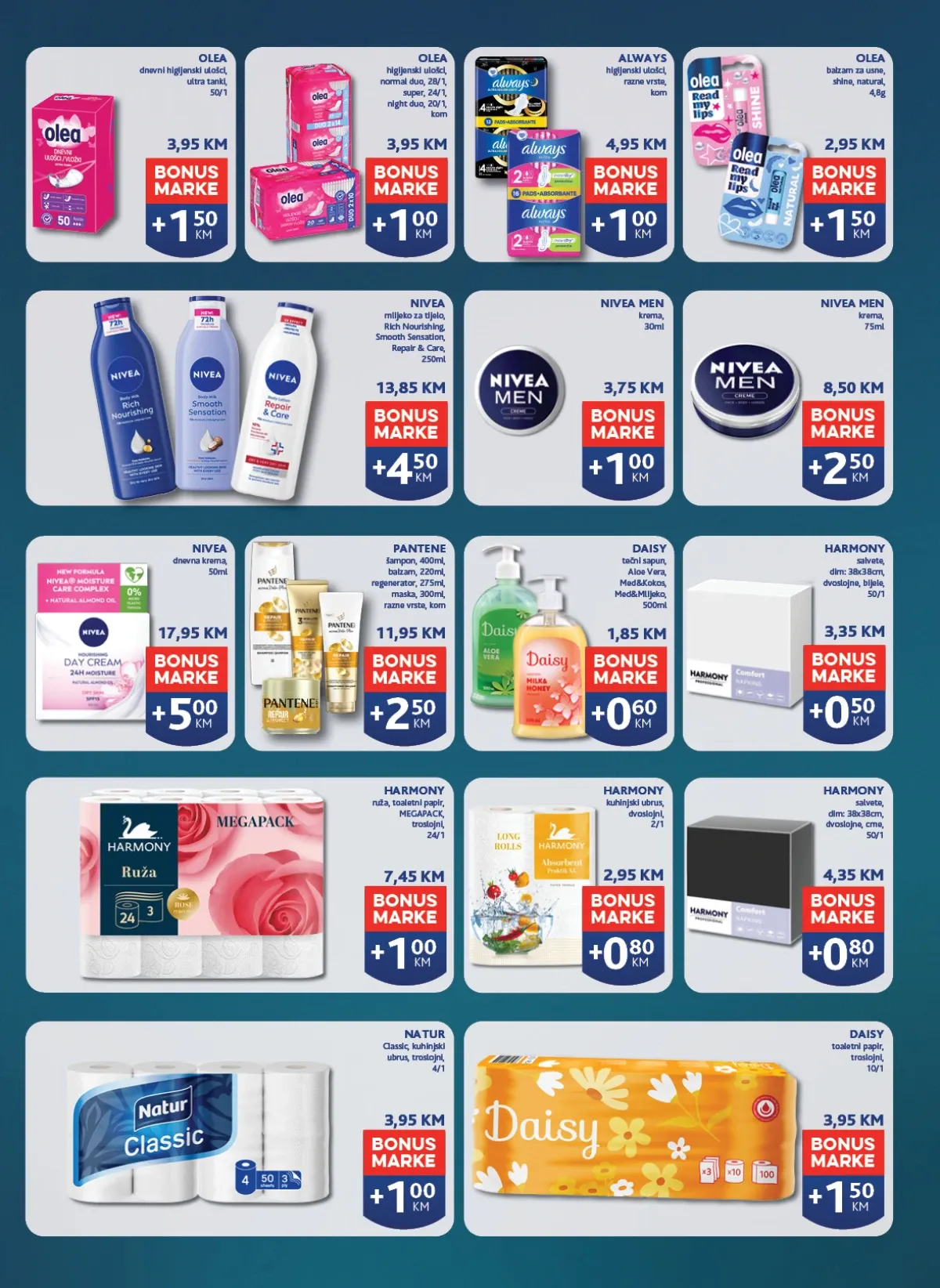 Konzum i Mercator katalog – Pantene proizvodi za kosu i Harmony toaletni papir donose bonus marke