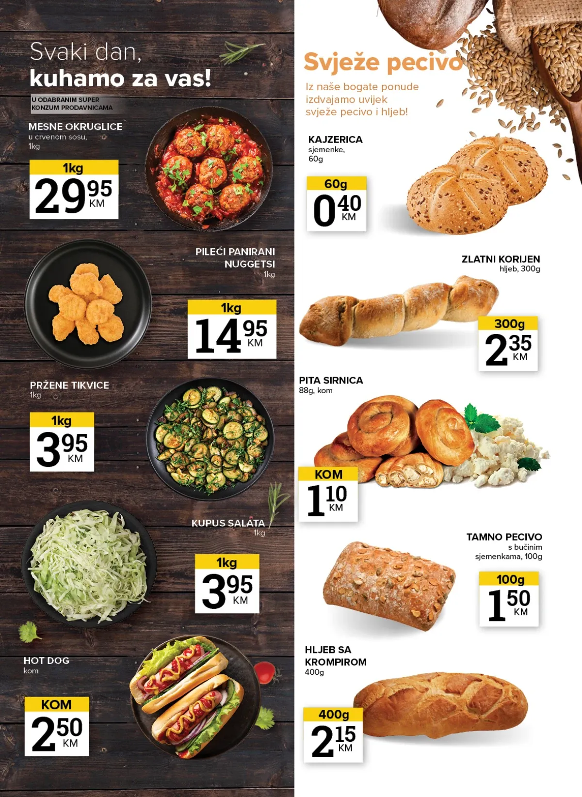 Konzum i Mercator katalog do 14.09.2026. – gotova jela i svježe pecivo