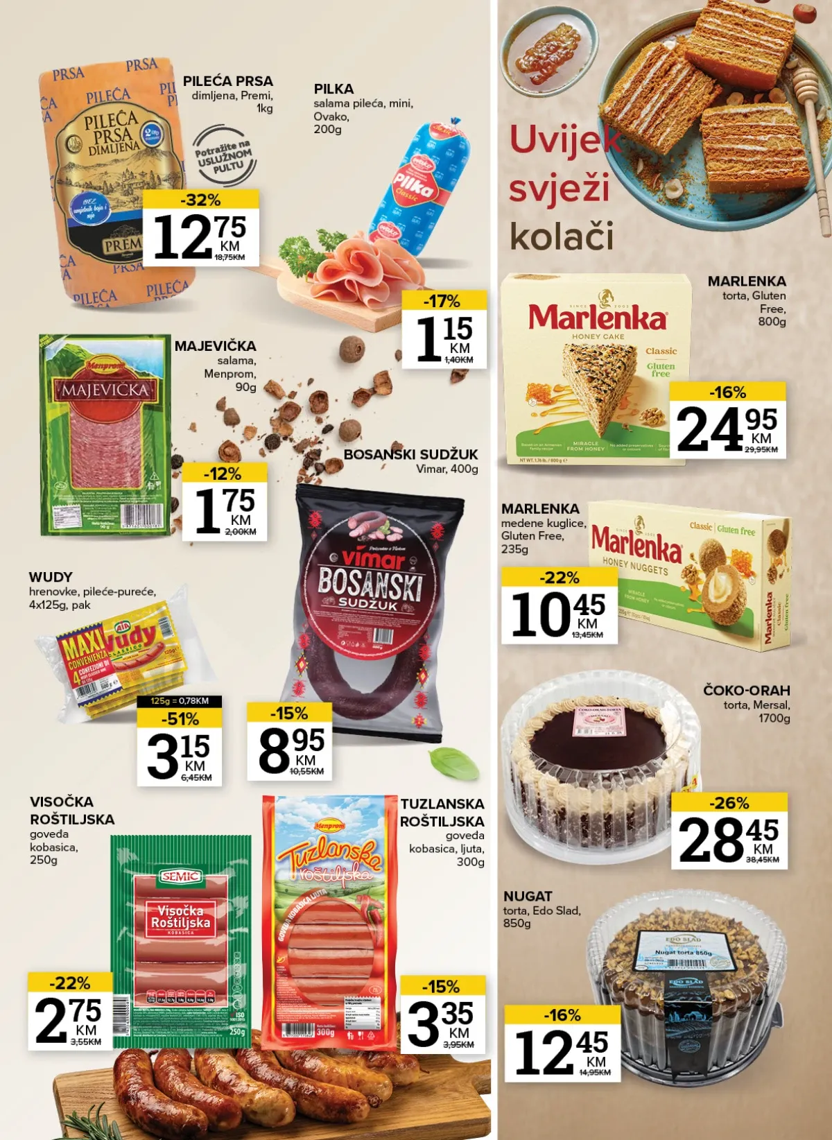 Konzum i Mercator katalog do 14.09.2026. – suhomesnati proizvodi i kolači