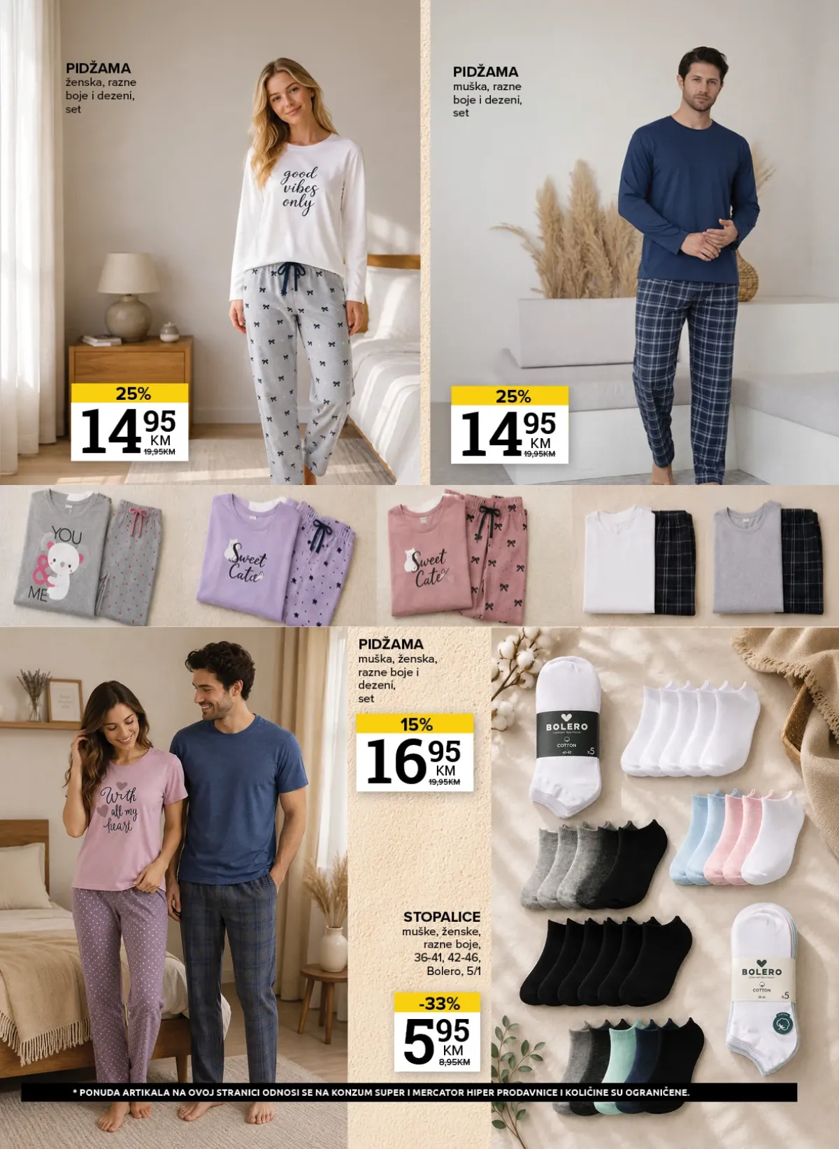 Konzum i Mercator katalog – pidžame i čarape