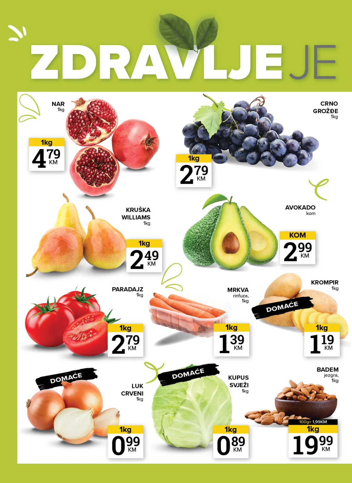 Konzum i Mercator voće i povrće na akciji – nar, grožđe, kruške, avokado i povrće