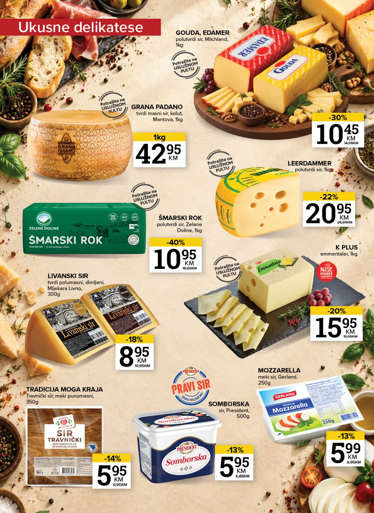 Konzum i Mercator sirevi i delikatesni proizvodi na akciji