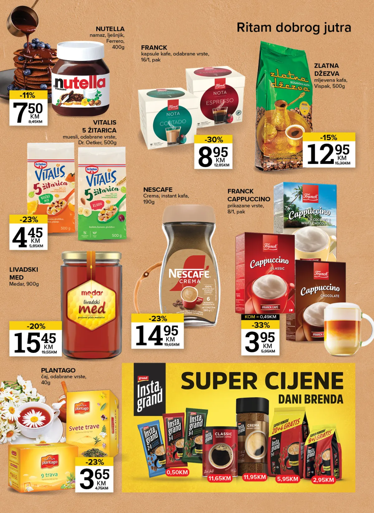 Konzum i Mercator kafa, Nutella, med i proizvodi za doručak