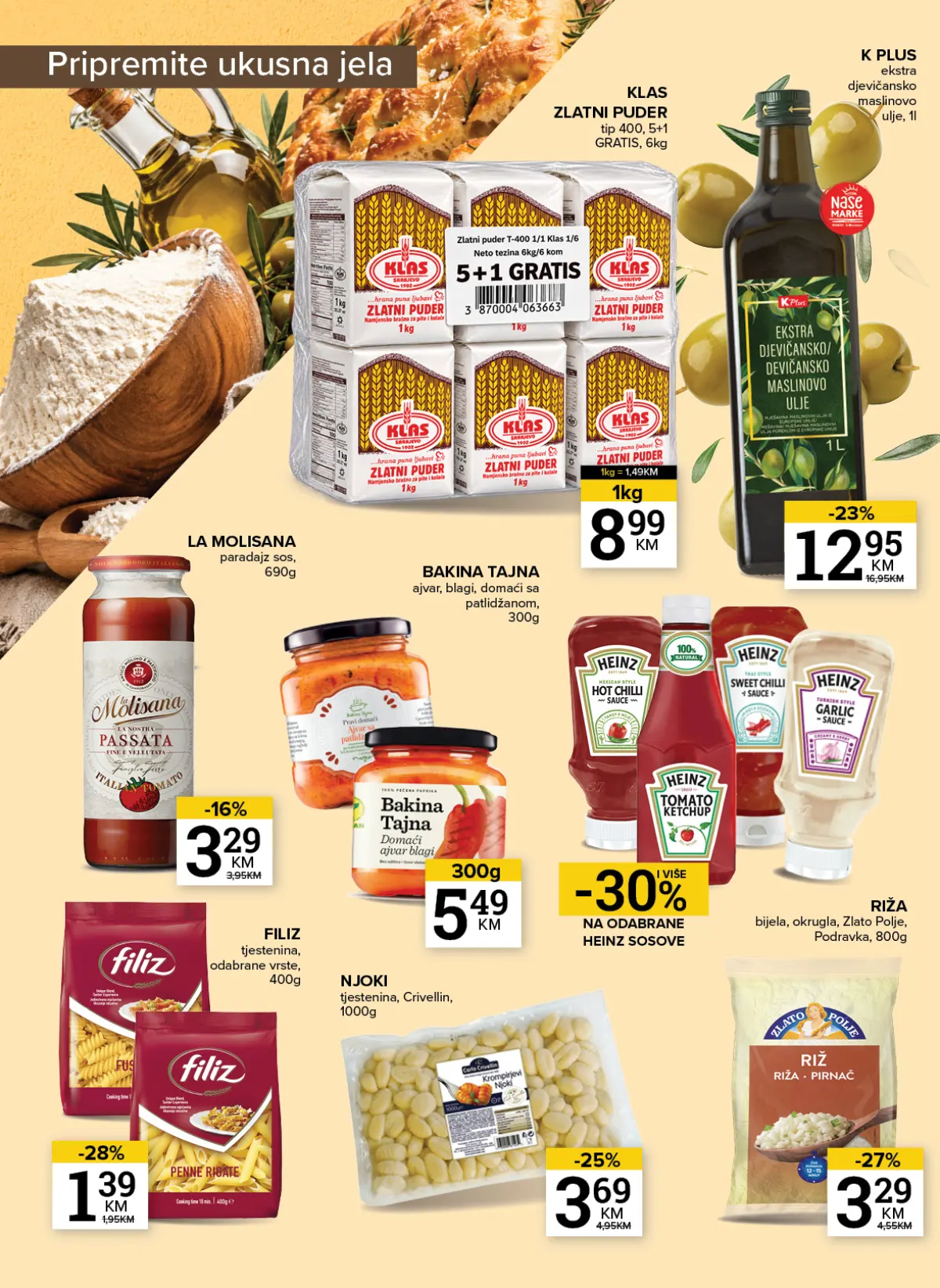Konzum i Mercator brašno, tjestenina, riža, kečap i ulje