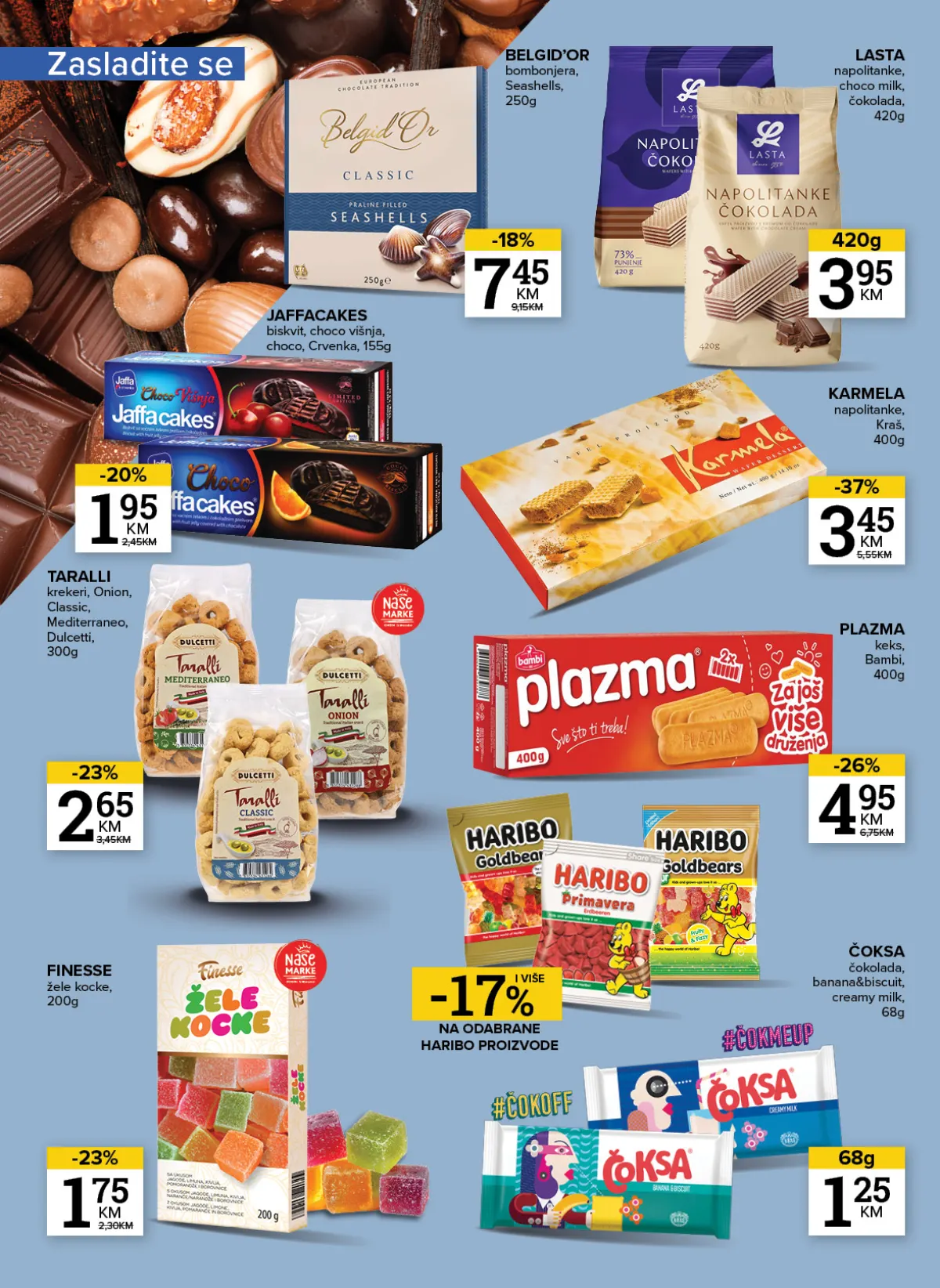 Konzum i Mercator keksi, čokolade, napolitanke i bombone