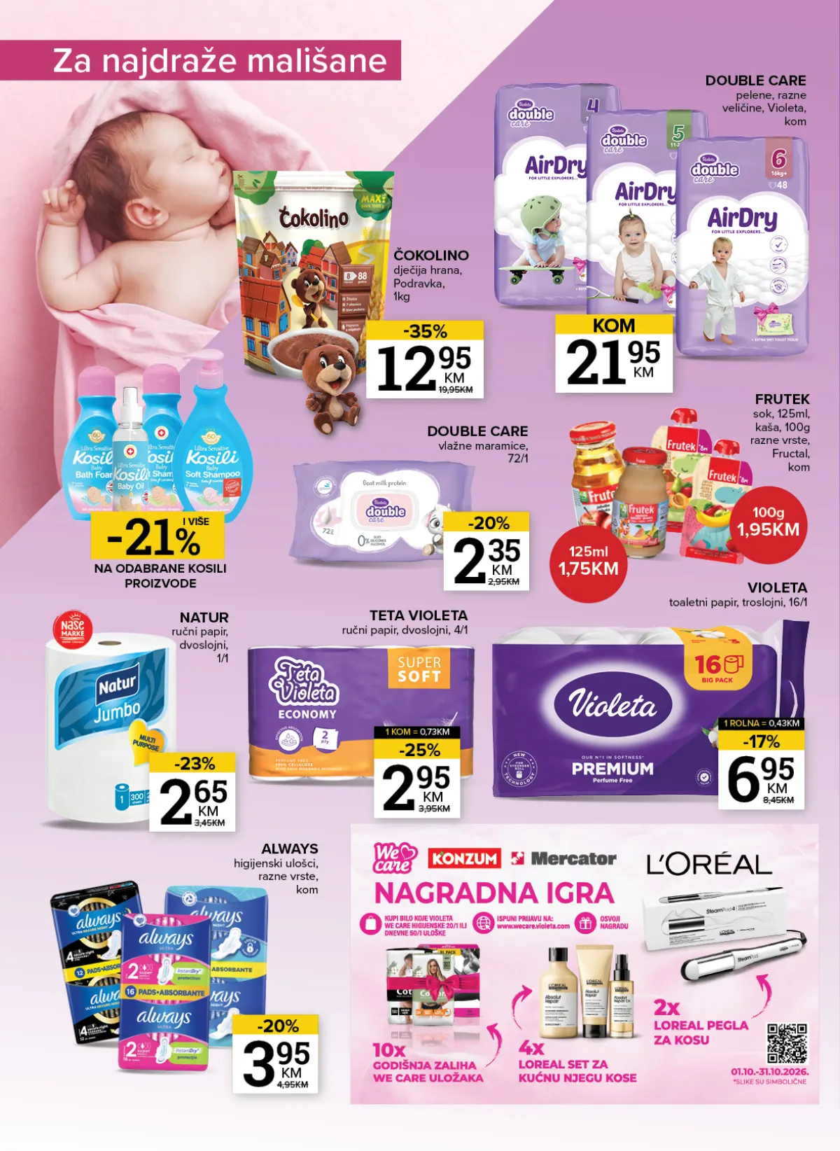 Konzum i Mercator dječija hrana, pelene i proizvodi za bebe