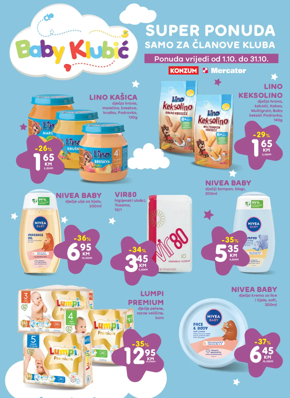 Konzum i Mercator Baby Klubić akcija 01–31.10.2026.