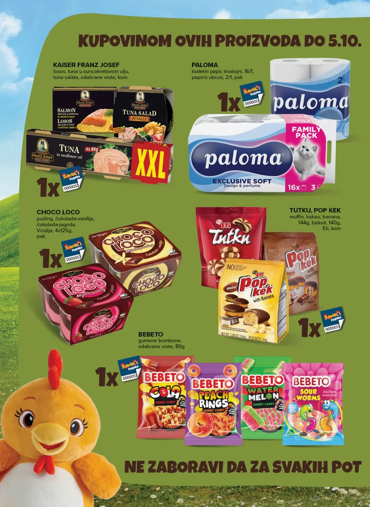 Konzum i Mercator dodatne naljepnice – Kaiser Franz Josef, Paloma, Bebeto i Choco Loco