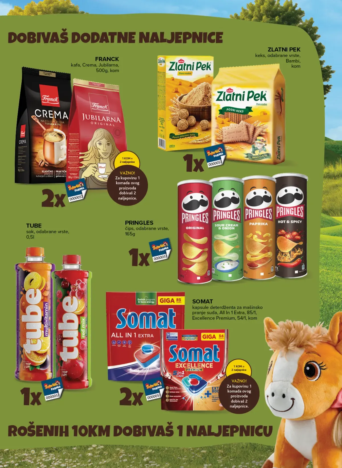 Konzum i Mercator dodatne naljepnice – Franck, Zlatni Pek, Pringles, Tube i Somat