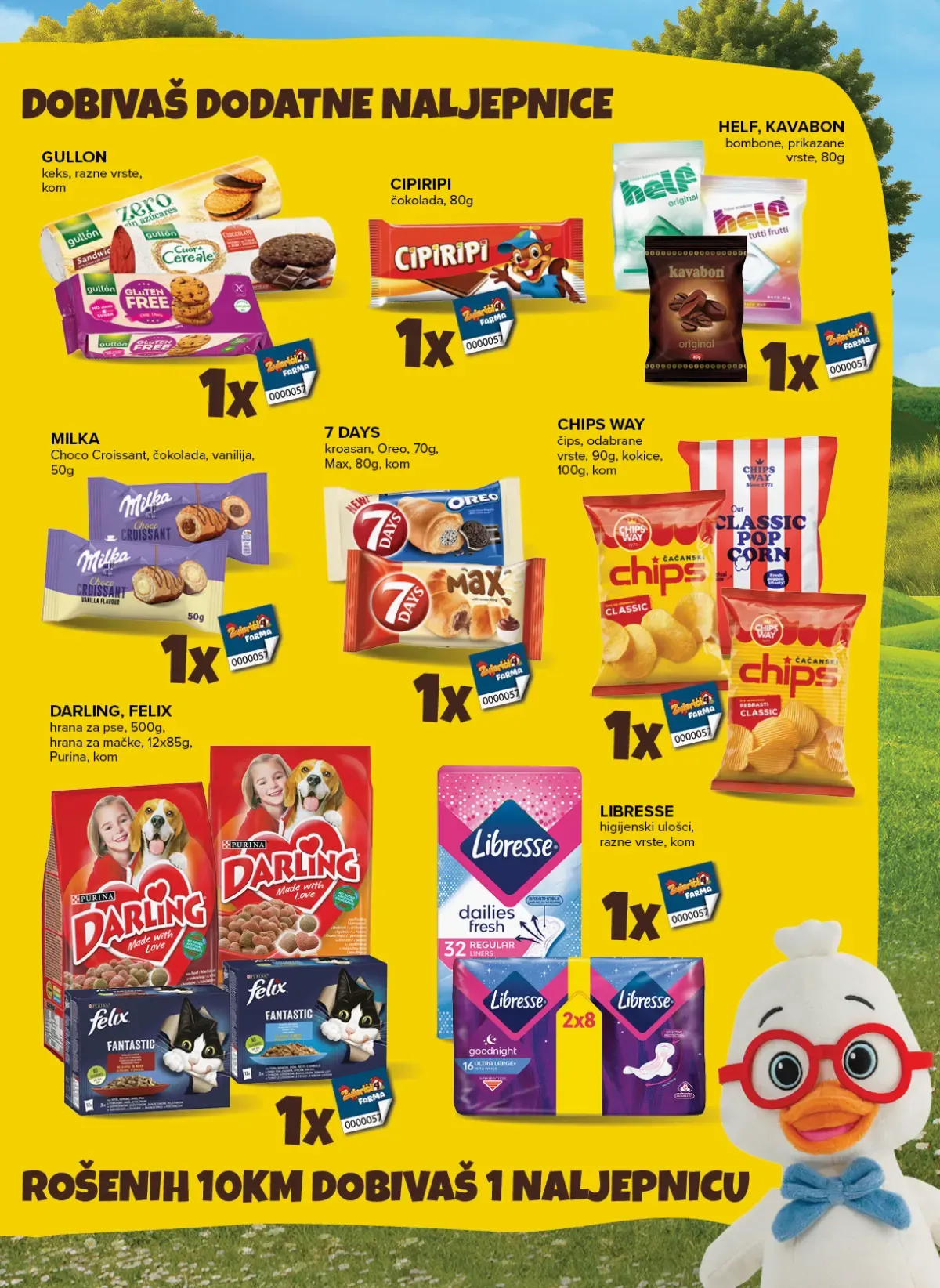 Konzum i Mercator dodatne naljepnice – Milka, Chips Way, Libresse i Felix