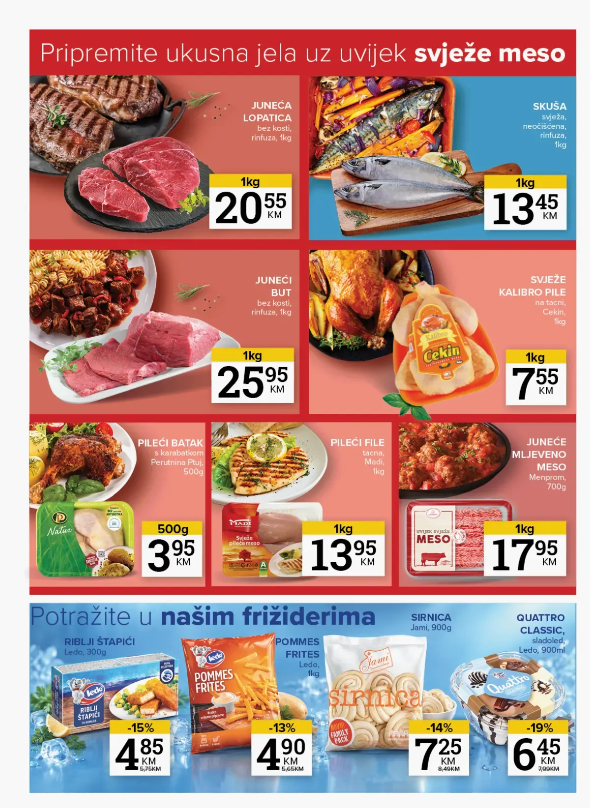 Konzum i Mercator meso i smrznuti proizvodi – junetina, piletina i riba
