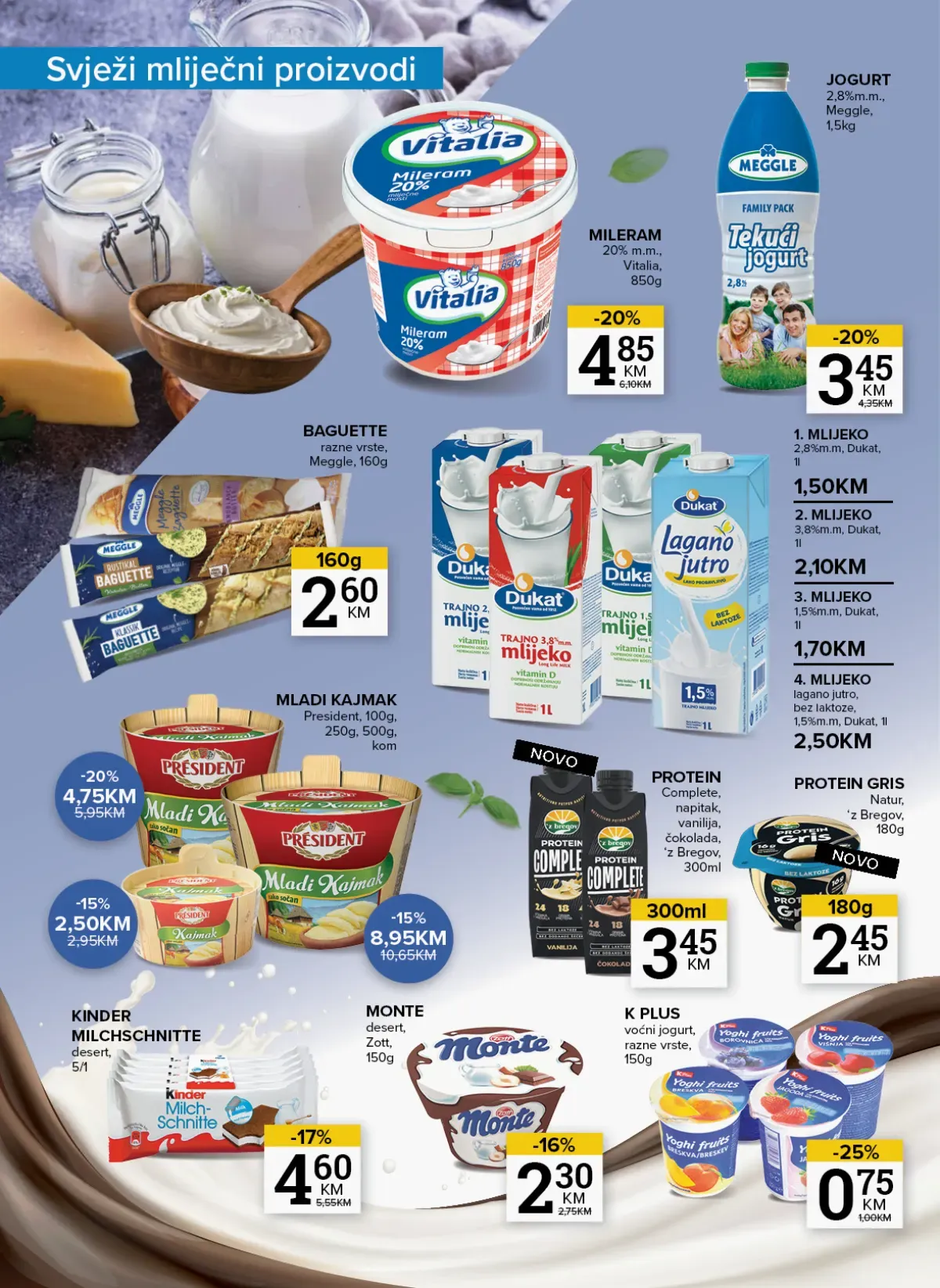Konzum i Mercator mliječni proizvodi – jogurt, mlijeko, kajmak i deserti