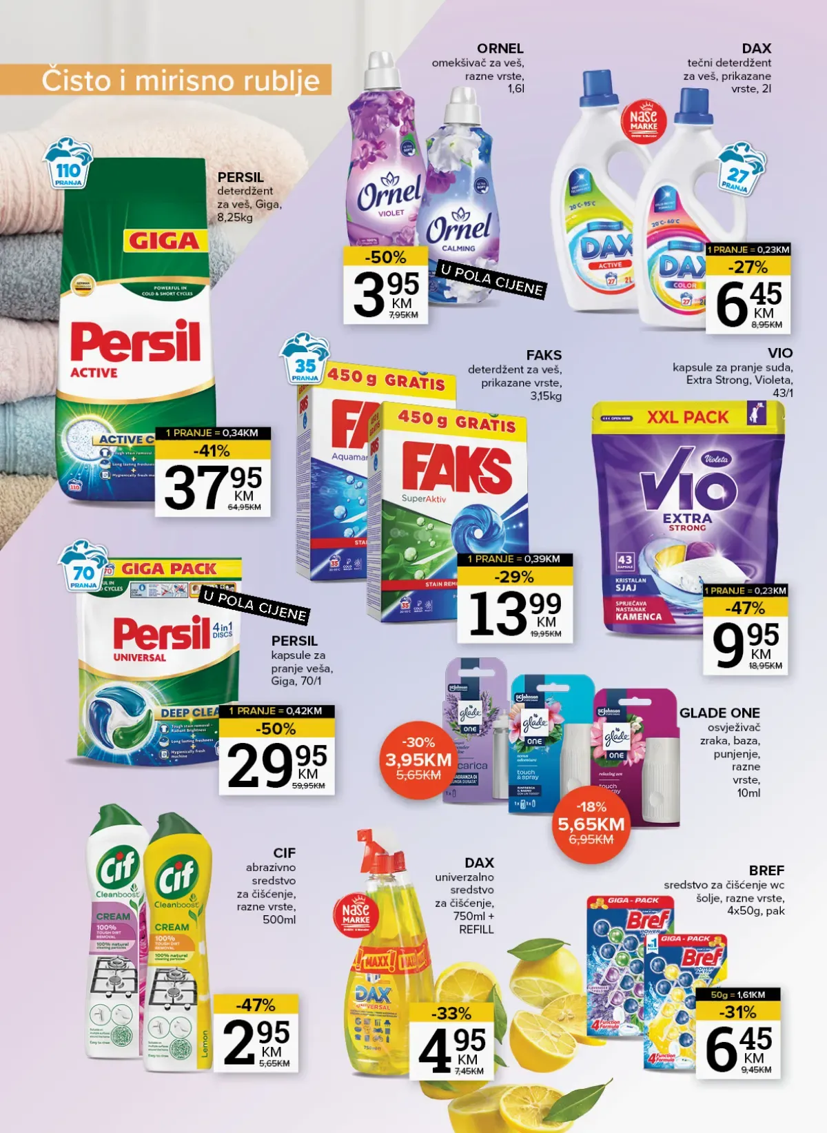 Konzum i Mercator kućna hemija – Persil, Ornel, Faks, Cif i Bref